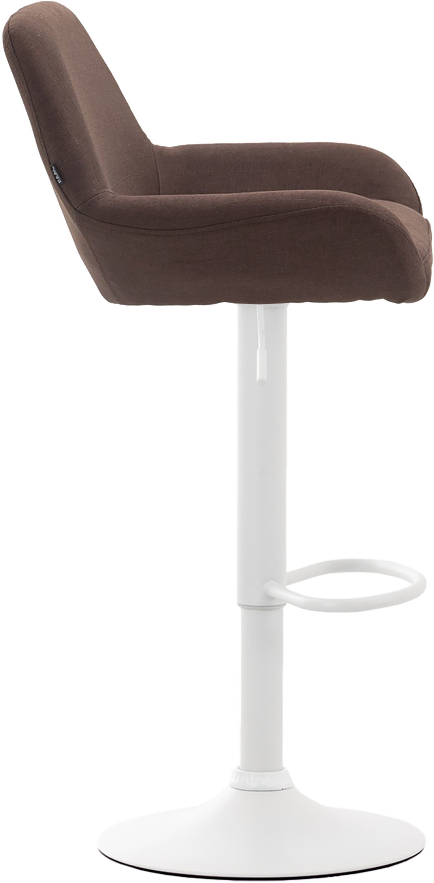 Braun Hocker TPFLiving - Theke Stoff Metall weiß Fußstütze drehbar), (Barstuhl Küche und Bragnum - für 360° Barhocker mit Gestell Rückenlehne angenehmer Sitzfläche Sitzfläche: bequemer &