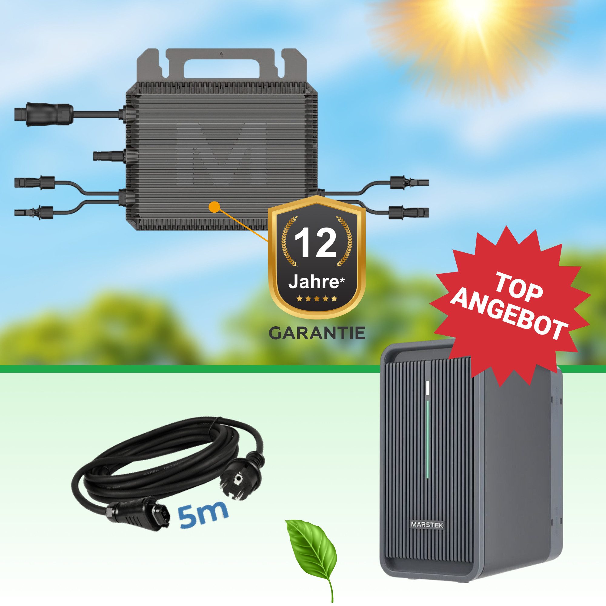 Paket.ag Balkonkraftwerk Marstek Speicher-Set:2,24 kWh B2500-D + 800W Wechselrichter + Kabel, (1-St)