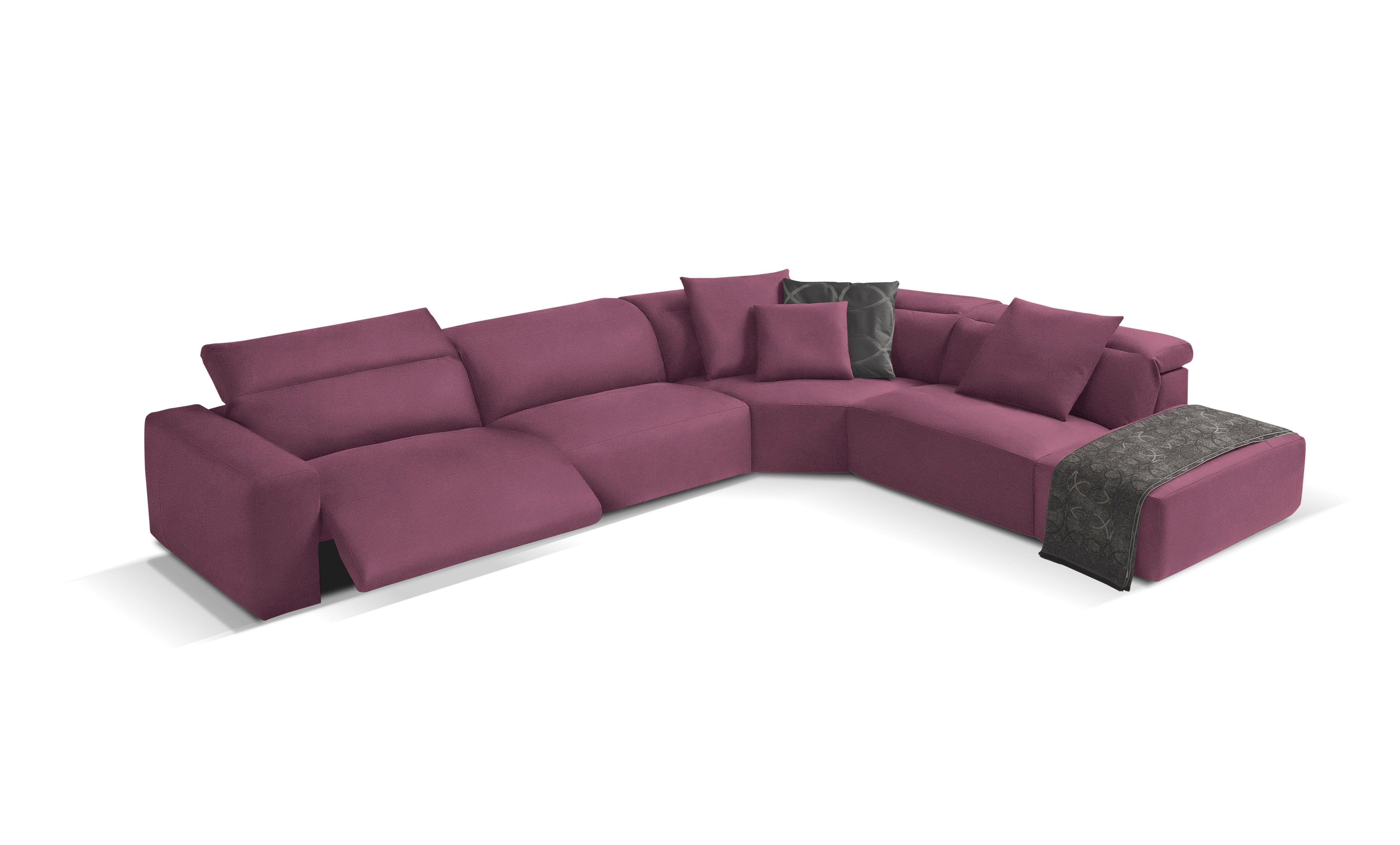 Egoitaliano Ecksofa Beverly, extravangantes Designsofa mit erstklassigem Sitzkomfort, wahlweise mit elektrischer Relaxfunktion, Kopfteilverstellung