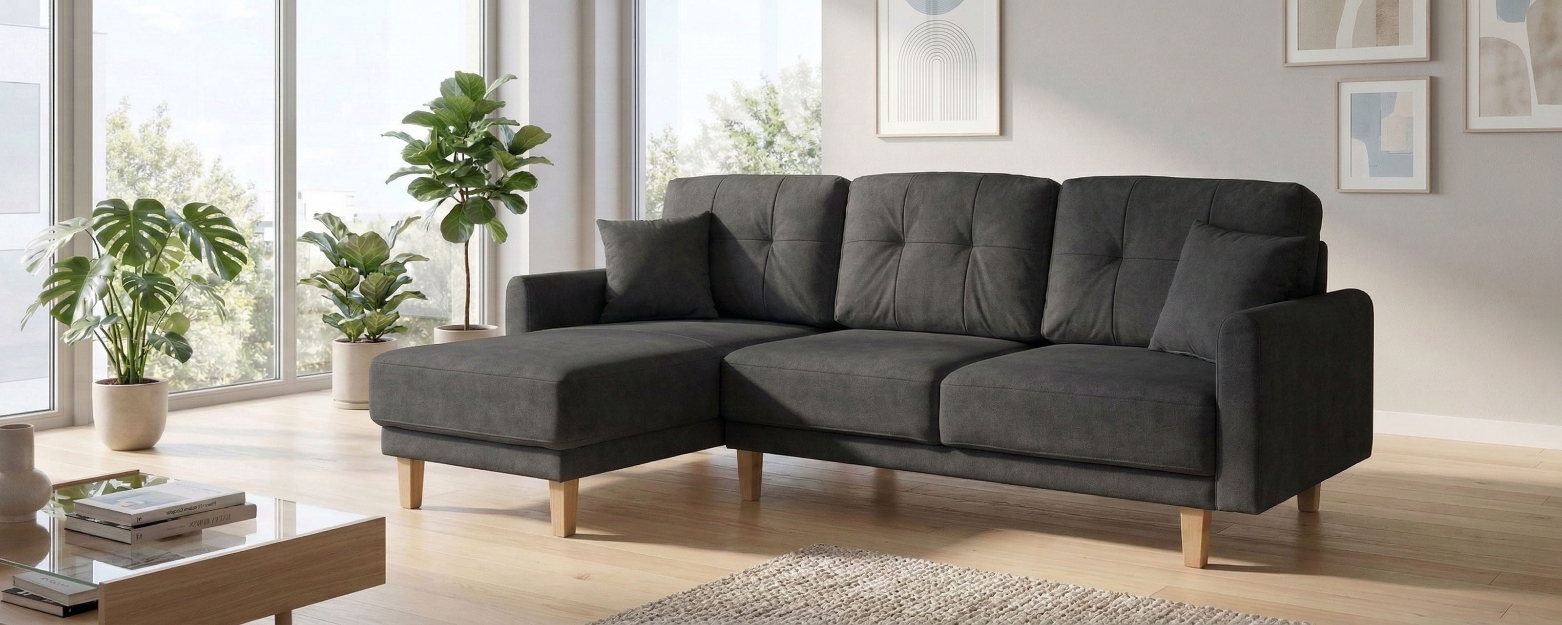 Home affaire Ecksofa TRIPLO optionale Schlafsofa mit Bettkasten, Maße B/T/H: 234/164/89 cm, L-Form wahlweise mit Bettfunktion - Liegefläche 132x210 cm
