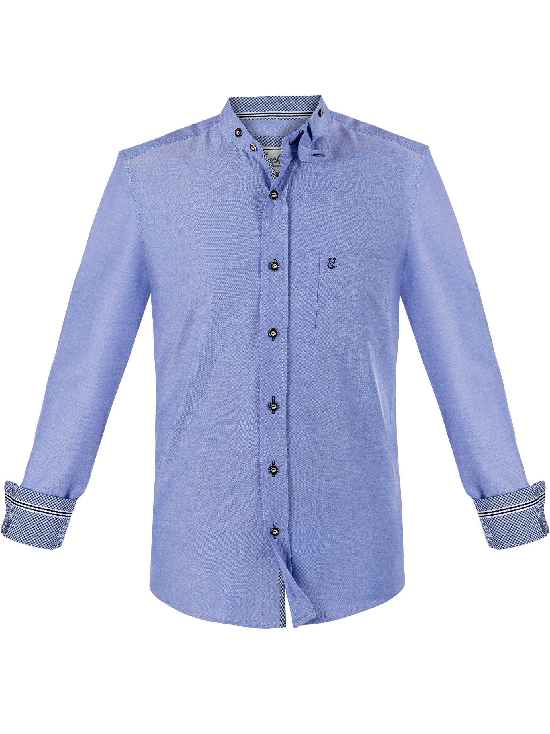 Stehkragen blau mit Trachtenhemd Christoph FUCHS Hemd