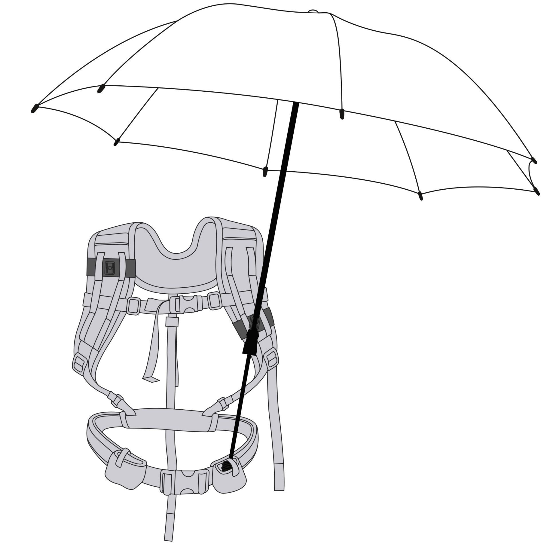 EuroSCHIRM® Trekkingschirm Euroschirm Tragesystem für handfreie Зонты, schwarz