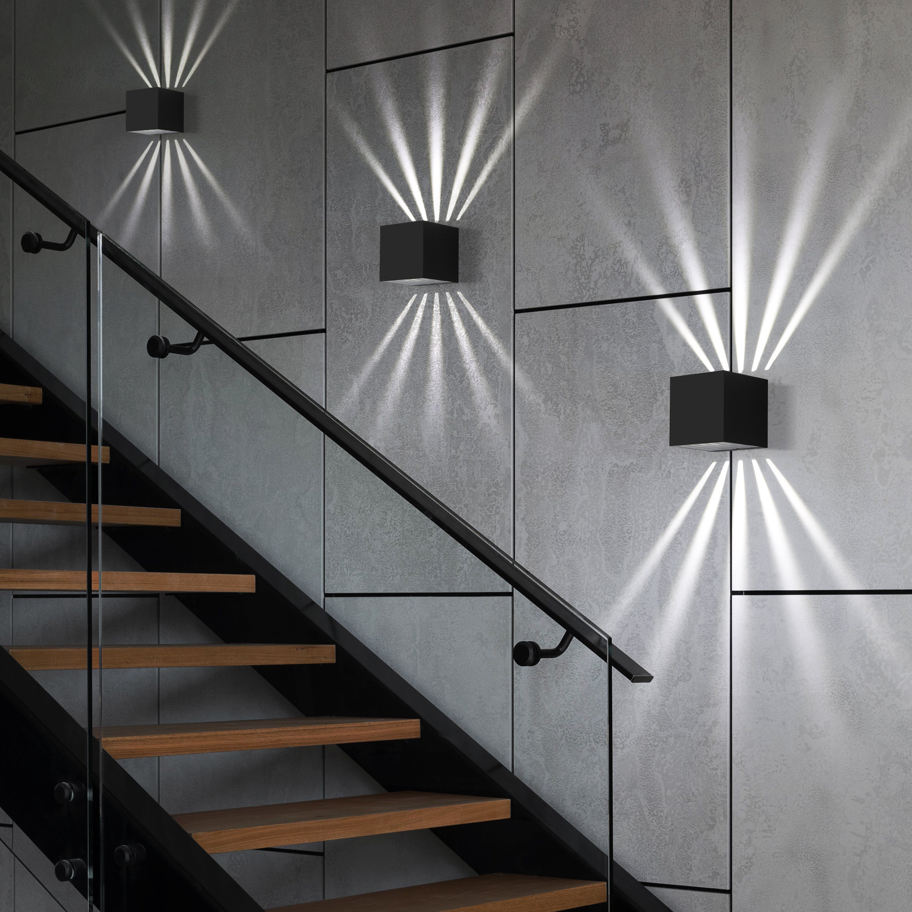 ZMH LED Wandleuchte 2 Stück LED Wandleuchte außen Wandlampe Innen, LED fest integriert – Bild 4 von 5