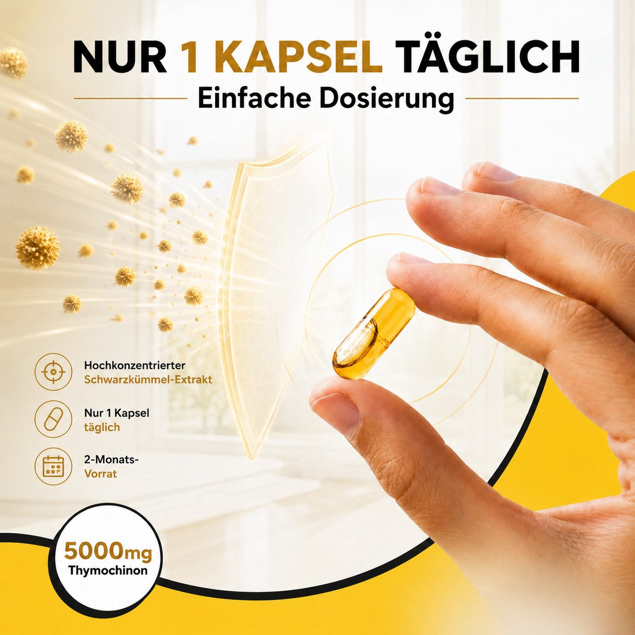 BIOLAVIVA Speiseöl Bio Schwarzkümmelöl Kapseln - hochdosiert - 5% Thymochinon -