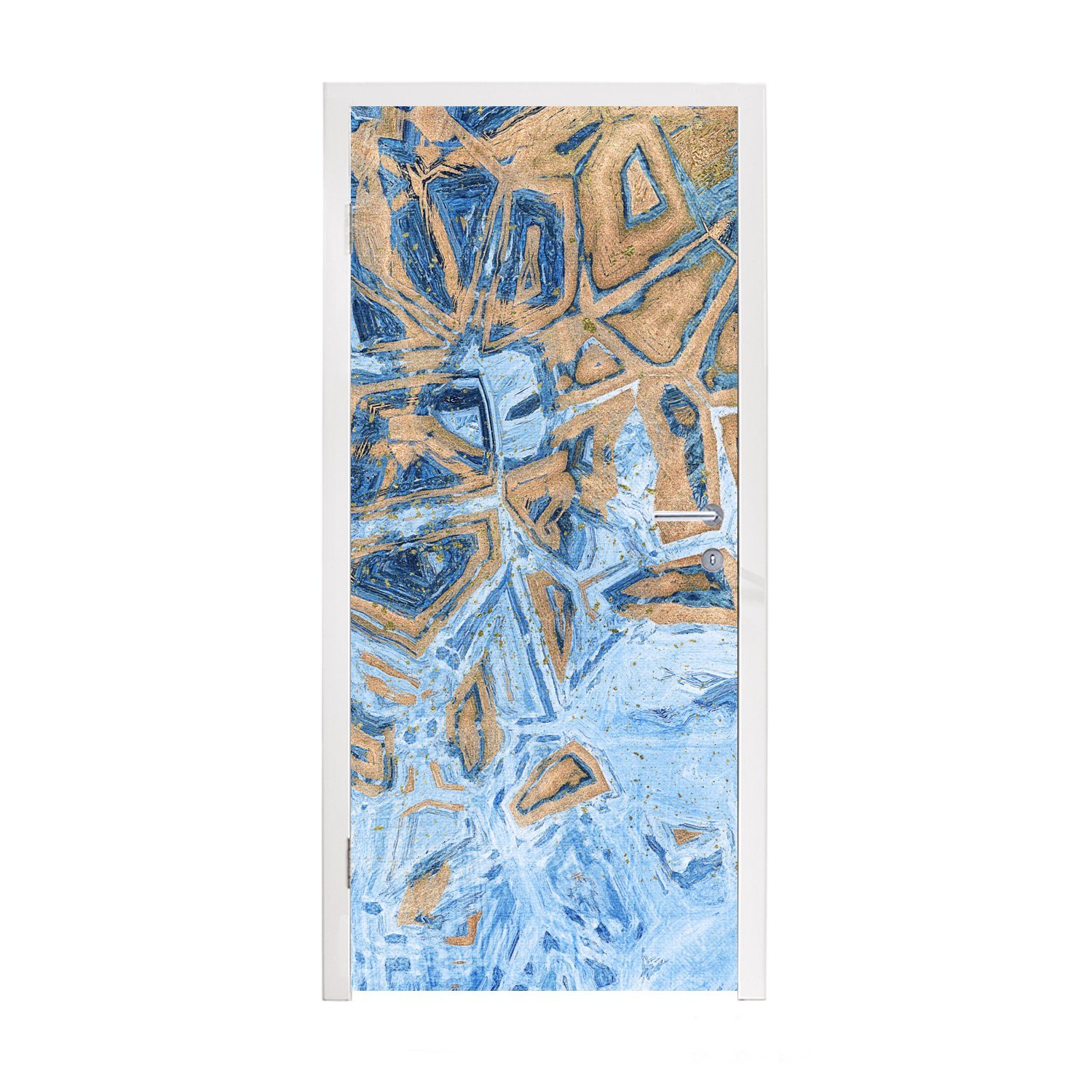 MuchoWow Türtapete Marmor - Farbe - Gold - Blau, Matt, bedruckt, (1 St), Fototapete für Tür, Türaufkleber, 75x205 cm