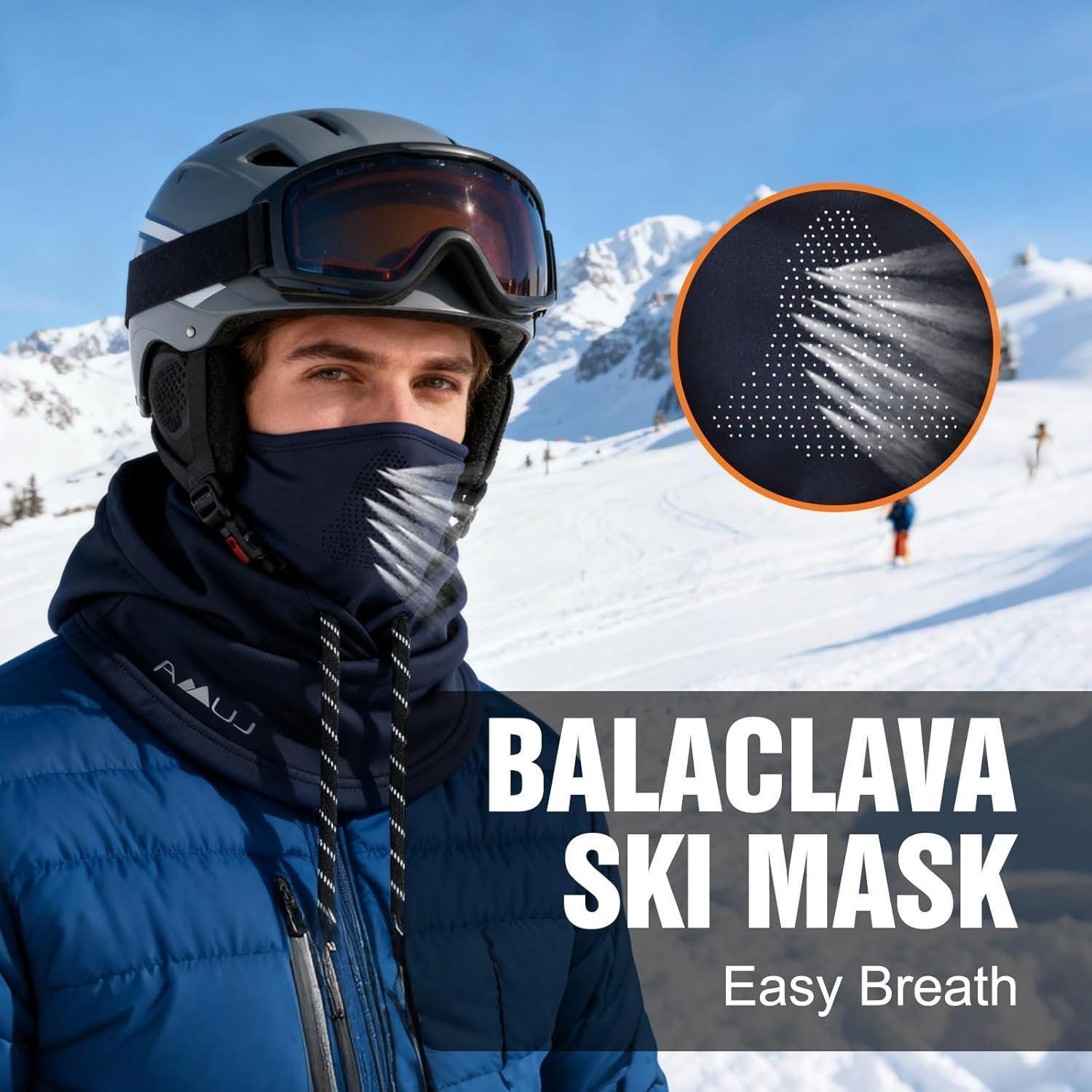 LuxusKollektion Sturmhaube Sturmhaube Balaclava Herren Damen Winddicht Thermo Kapuze Blau
