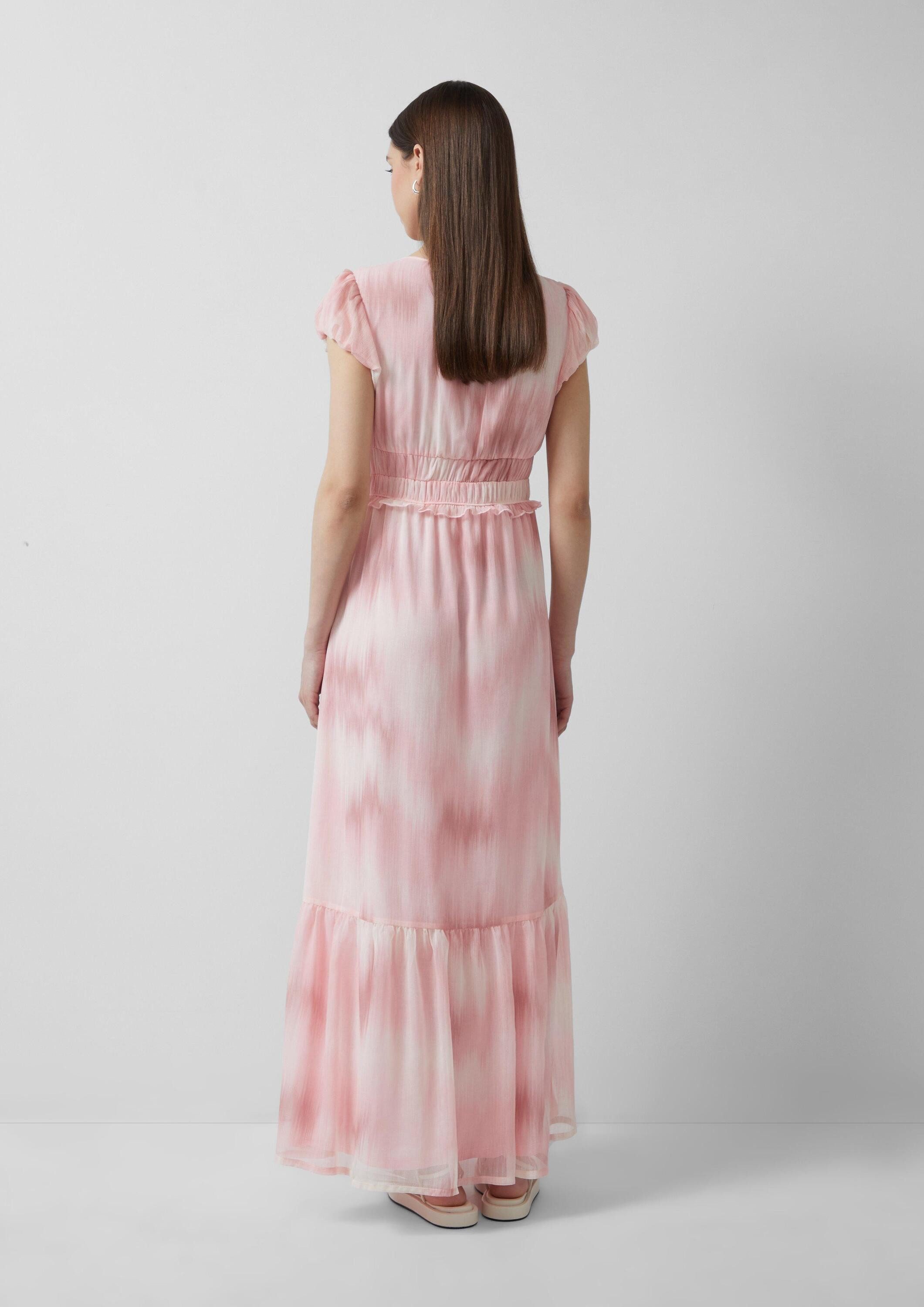 QS Maxikleid Kleid zartes Chiffonkleid mit All-over-Print