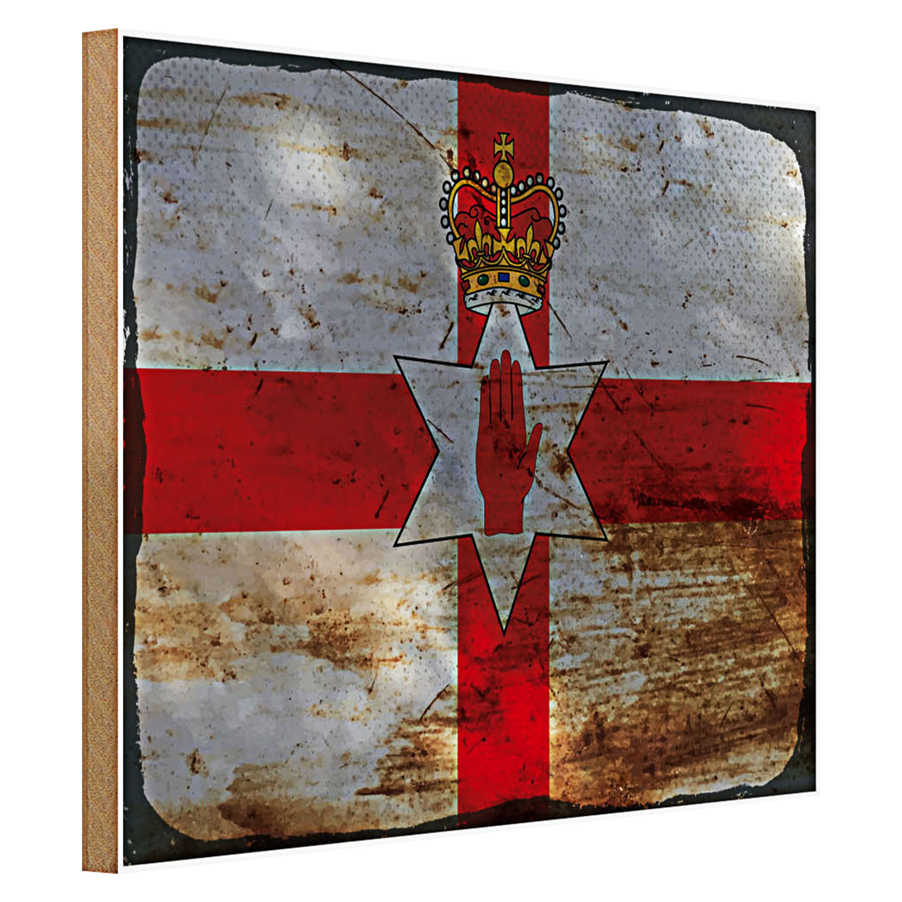 Roomando Holzbild Flagge Nordirland 40x30cm Flag Rost