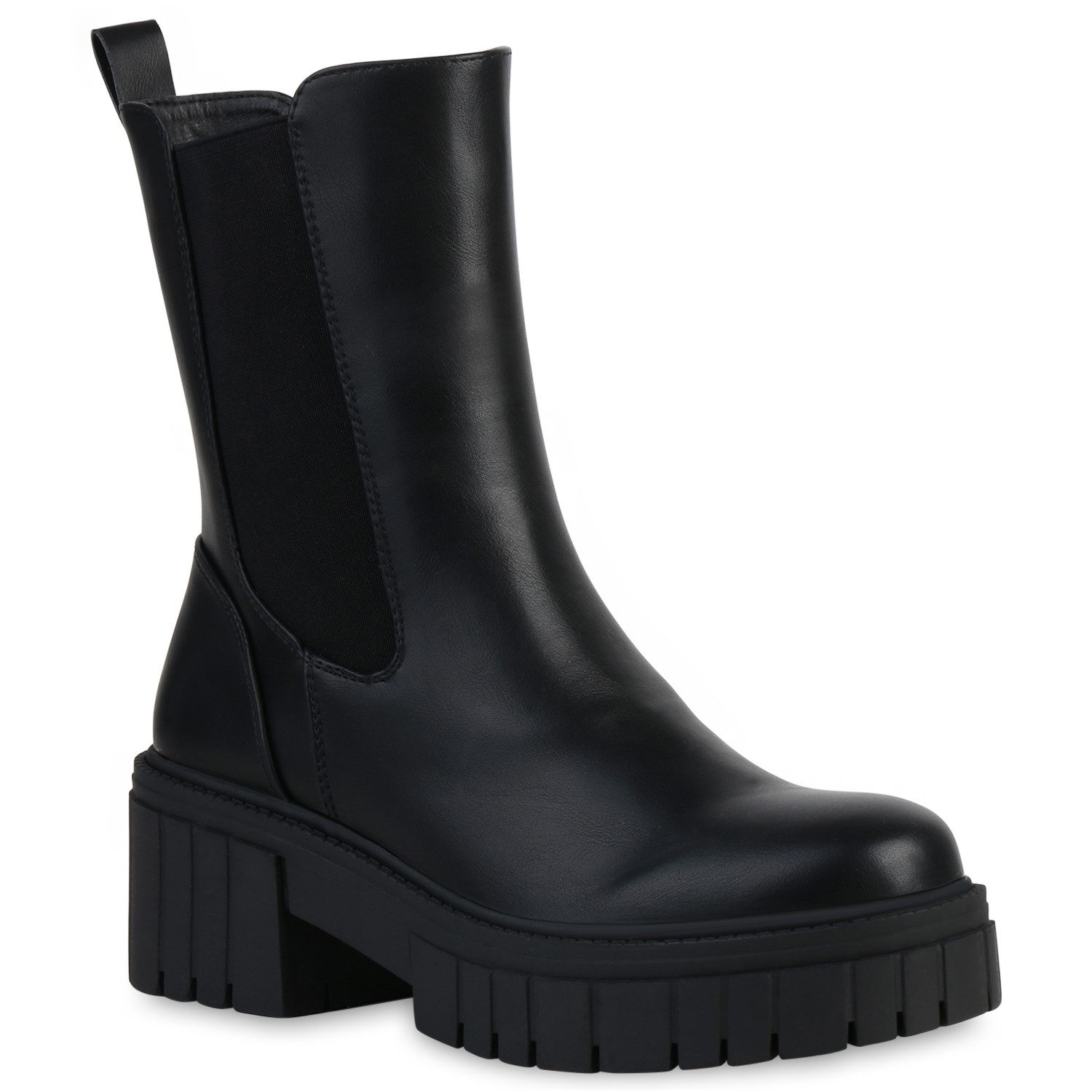 VAN HILL 837673 Plateaustiefelette Damen Plateau Boots Brooklyn Stiefeletten mit Profilsohle