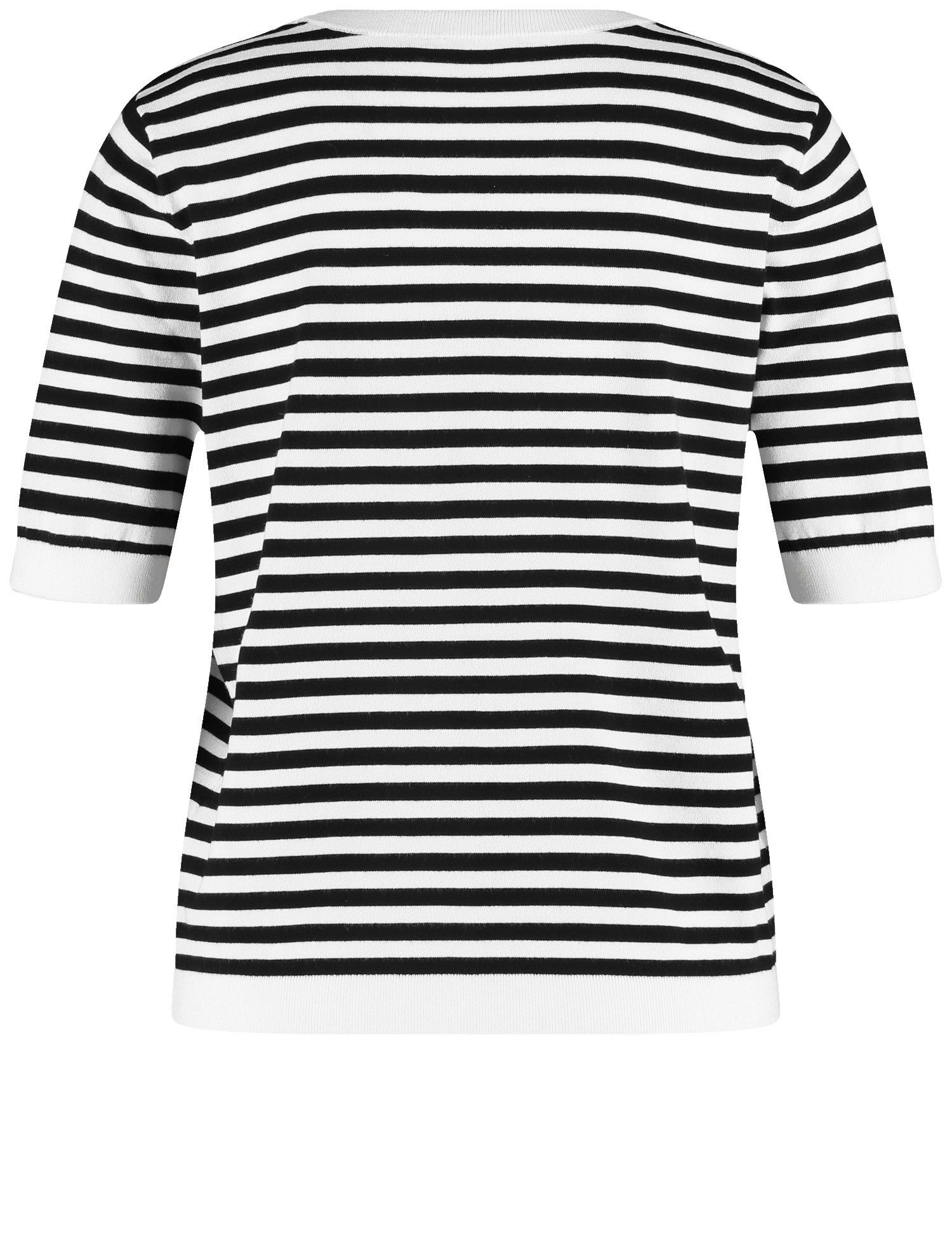 GERRY WEBER Sweatshirt Gestrickter Kurzarmpullover mit Ringeldessin