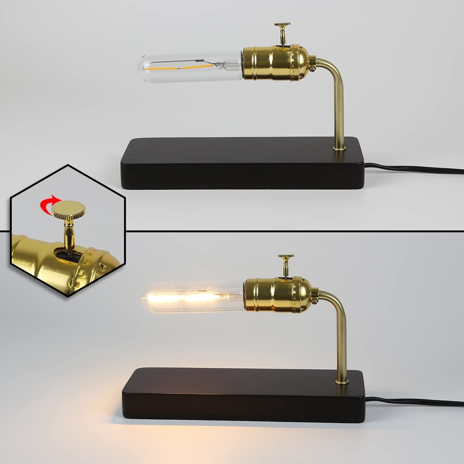 Nachttischlampe LED Warmweiß Schwarz wechselbar, E27 Modern Design Glühbirne, Tischleuchte ZMH mit Retro