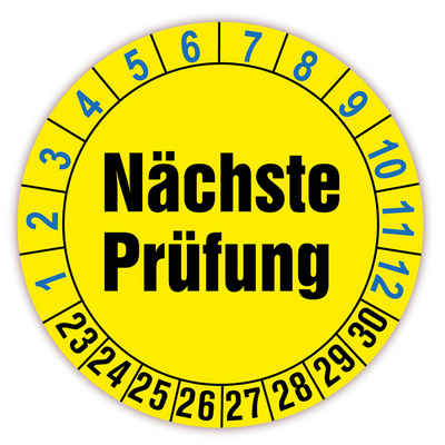 LYSCO Hinweisschild Prüfplaketten für 8 Jahre und 12 Monate, Ø 30 mm, (versch. Jahre und Farben verfügbar, 100 St., Prüfaufkleber, Prüfetiketten), Folienaufkleber mit UV-Schutzlackierung