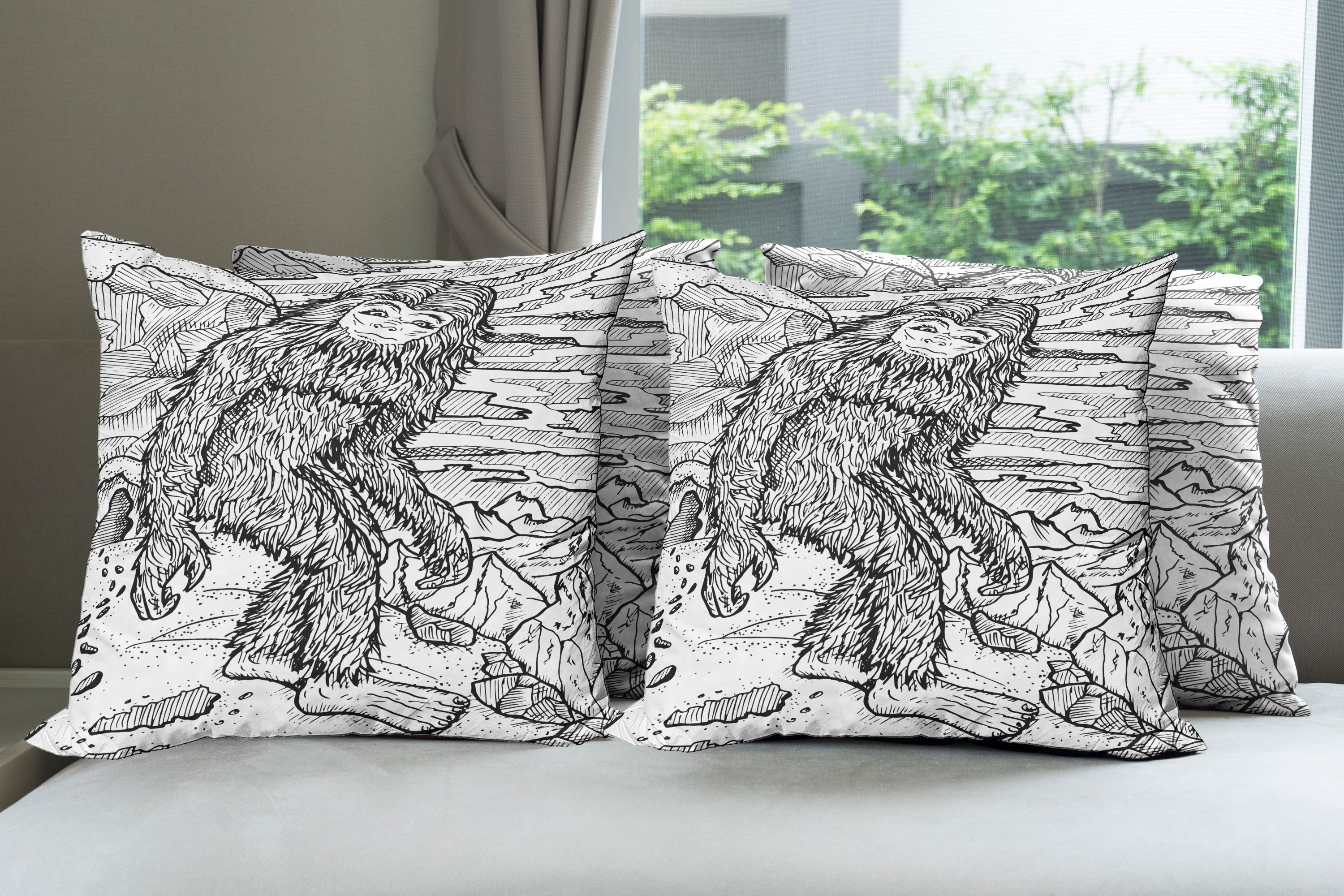 Kissenbezüge Modern Accent Doppelseitiger Mythische Creature Yeti Abakuhaus Stück), Bigfoot (4 Digitaldruck