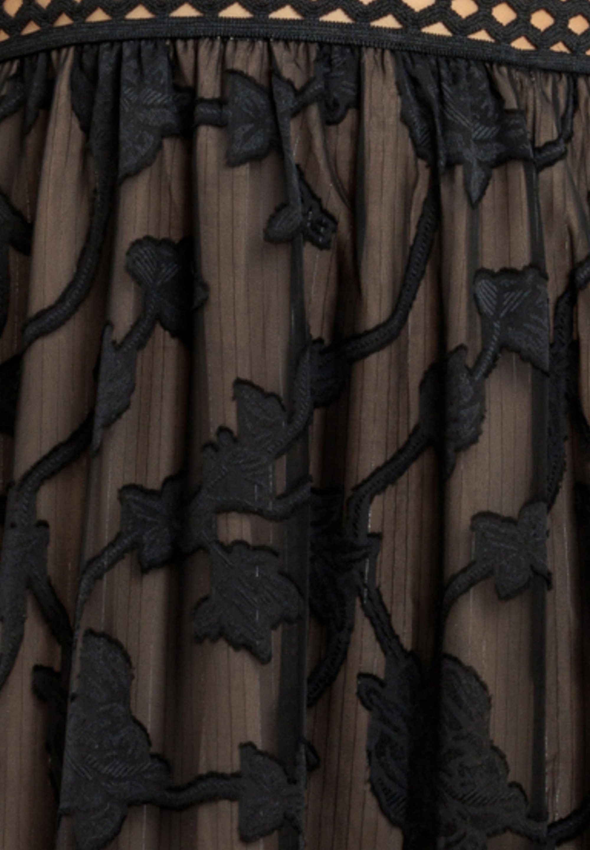 Goddiva Maxikleid Jacquard Lurex Burnout Front Split Maxi Dress langes Kleid