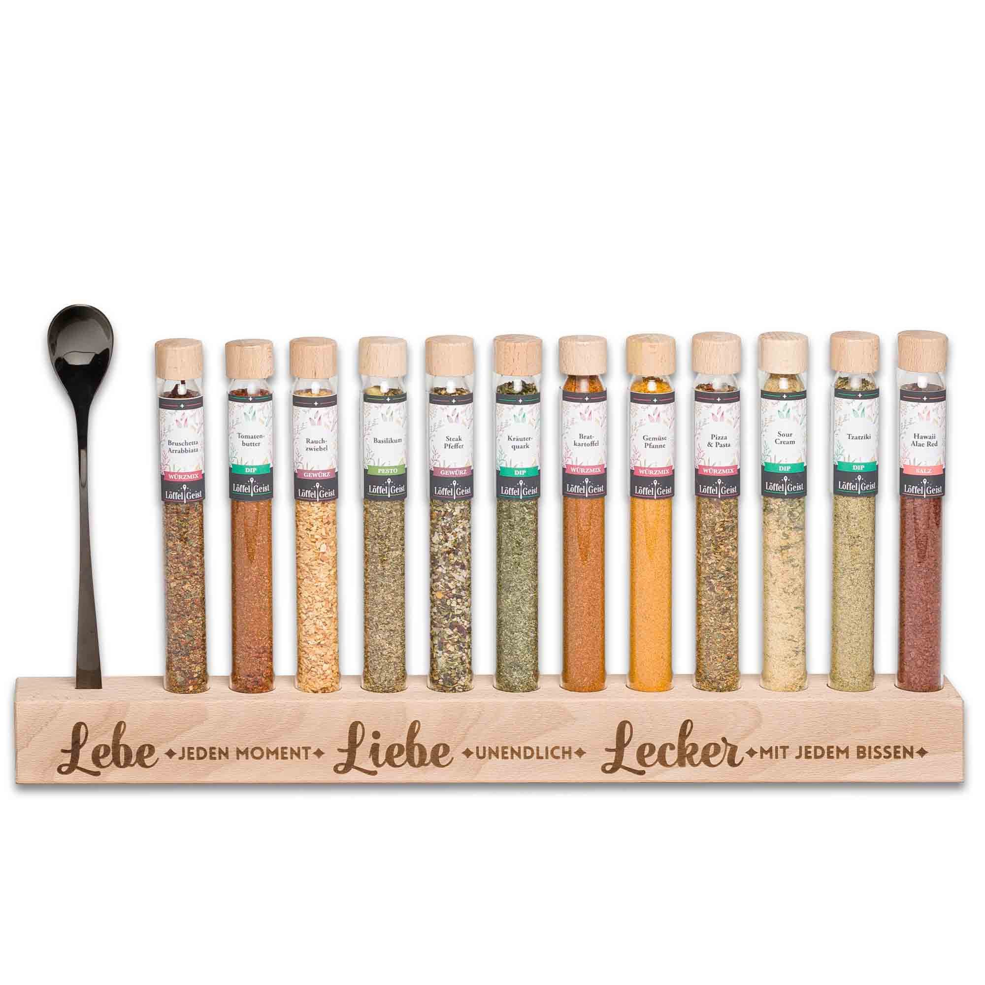 Löffelgeist Lebensmittel-Geschenkset Lebe Liebe Lecker