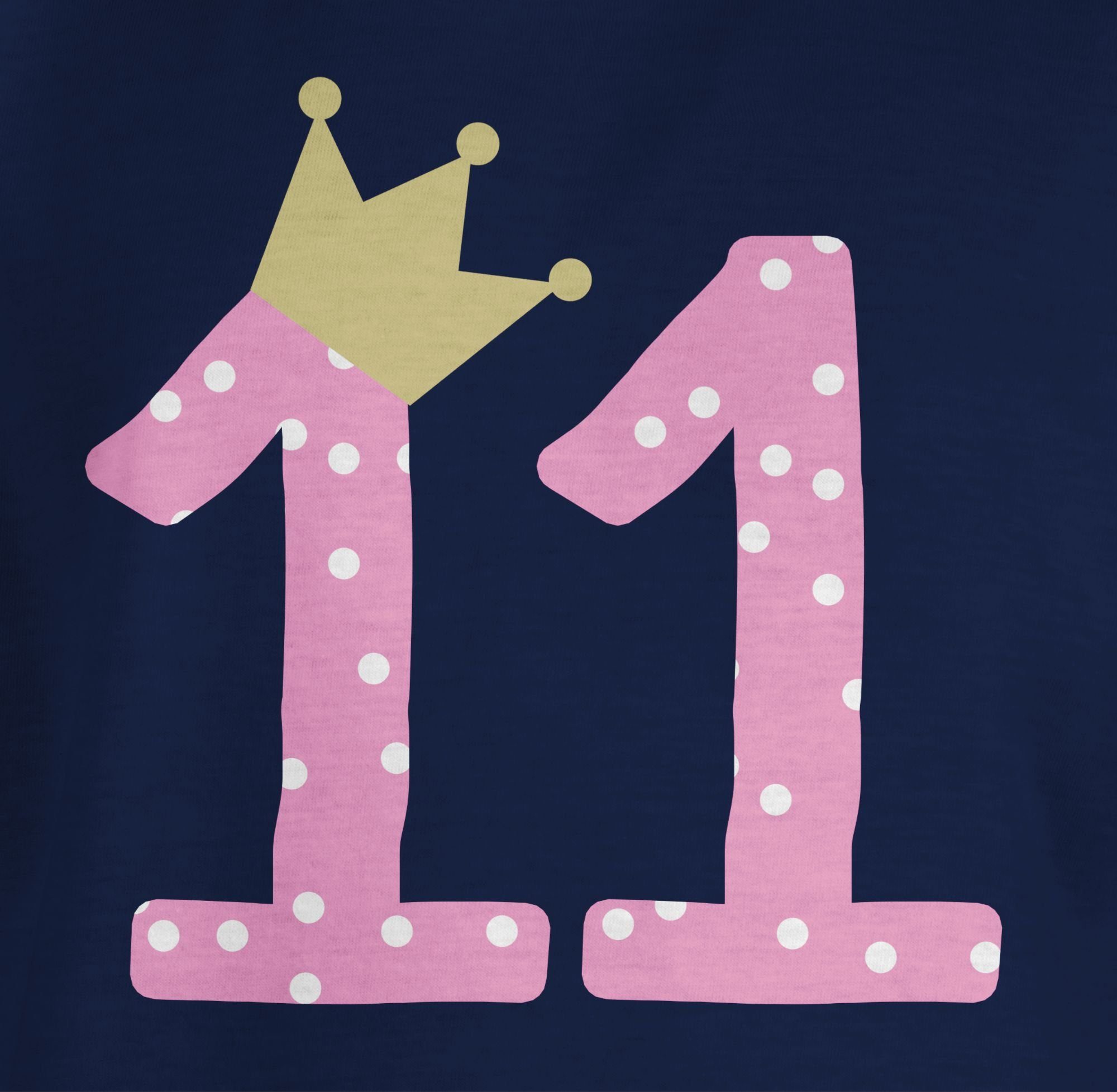 Elf 1 Geburtstag Krone T-Shirt Elfter Dunkelblau Shirtracer 11. Mädchen