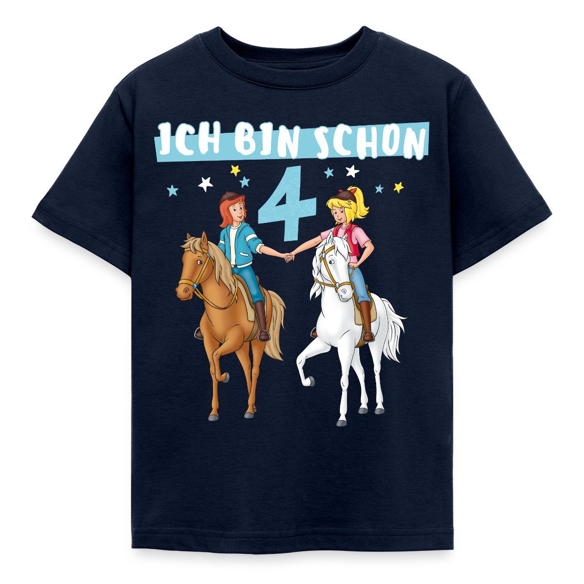 Spreadshirt T-Shirt Bibi & Tina Geburtstag Ich Bin Schon Vier Kinder T-Shirt (1-tlg) Fällt klein aus. Wir empfehlen, eine Größe größer zu bestellen.