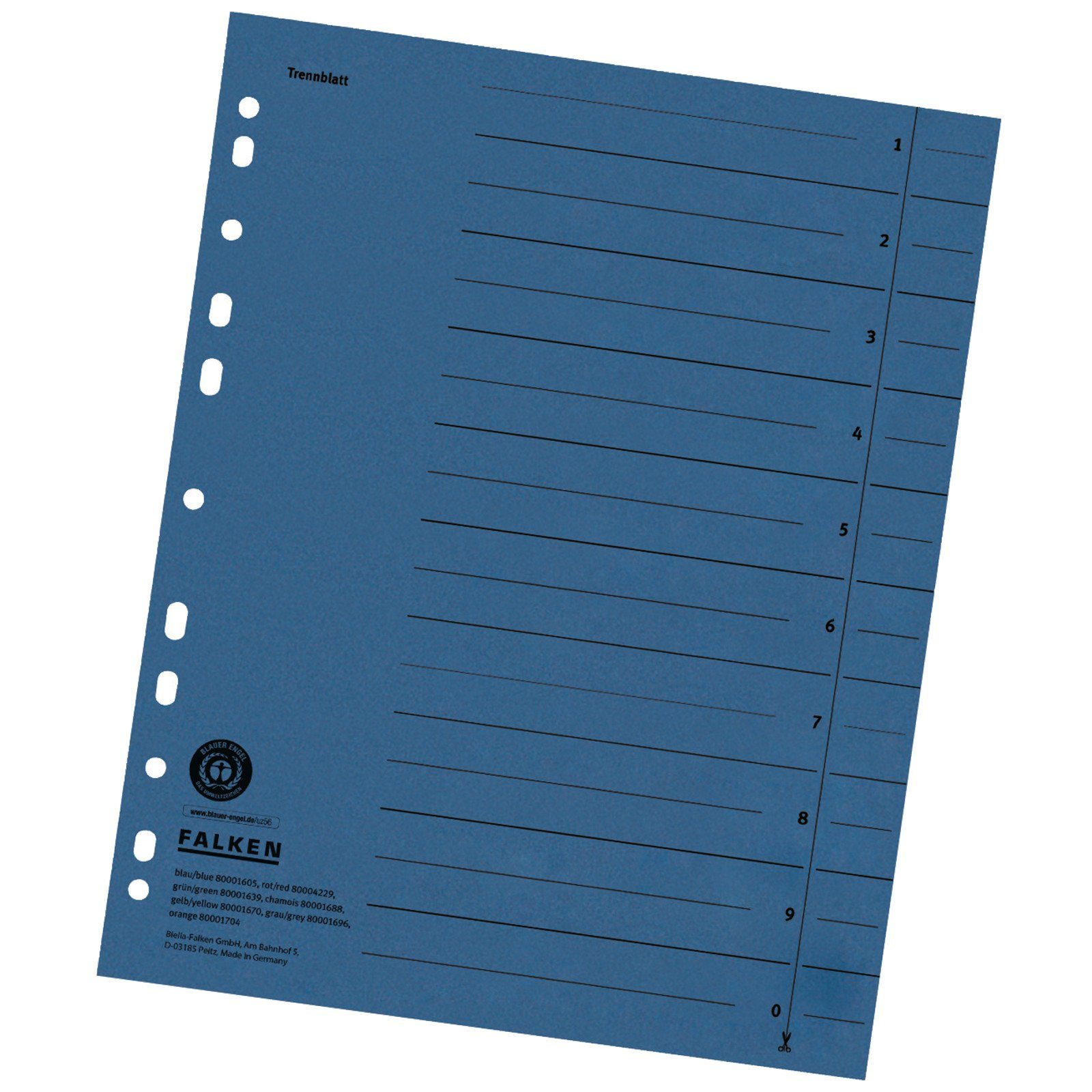 Falken Aktenordner, Trennblätter Register DIN A4 Karton liniert 24 x 29,7 230g/m