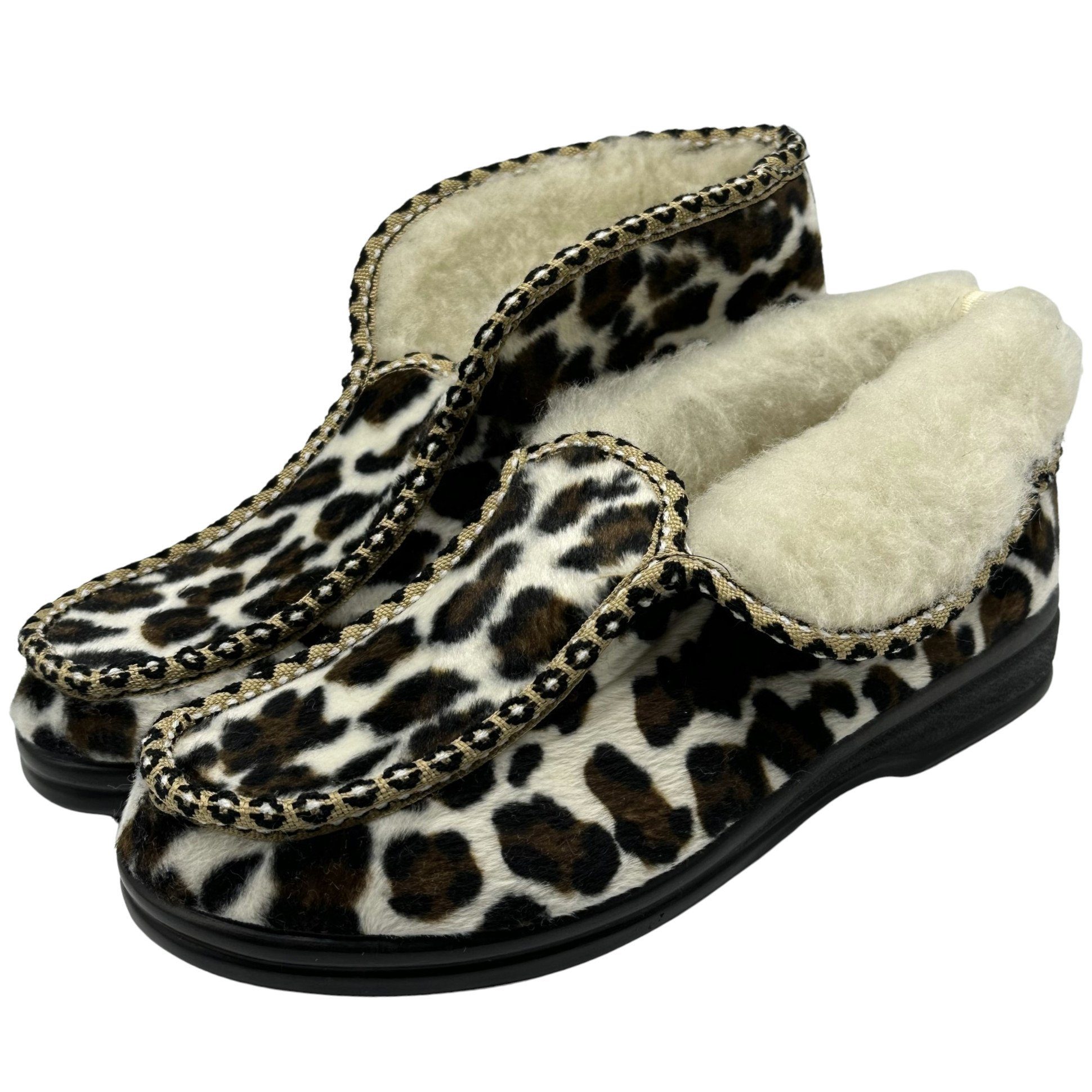 zelbut Panther Leoparden Muster Winter Hausschuhe Schafwolle Gefüttert Hausschuh Hüttenschuhe, Hausstiefel, Damen, Winter Pantoffeln, Lamwolle, Elegante