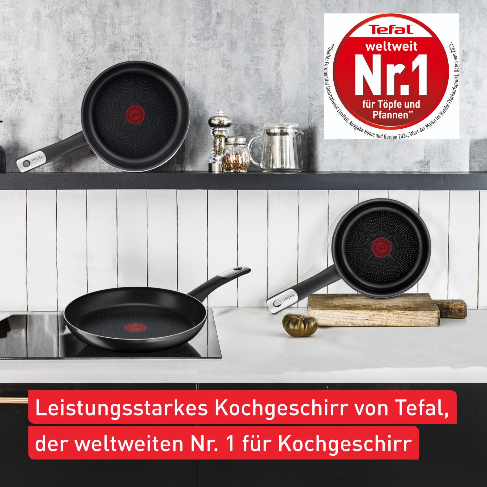 Tefal Bratpfanne Hard Titanium Essential, Aluminium (1-tlg), 28 cm, Antihaftbeschichtung, Thermo-Signal, tiefe Form, made in France
