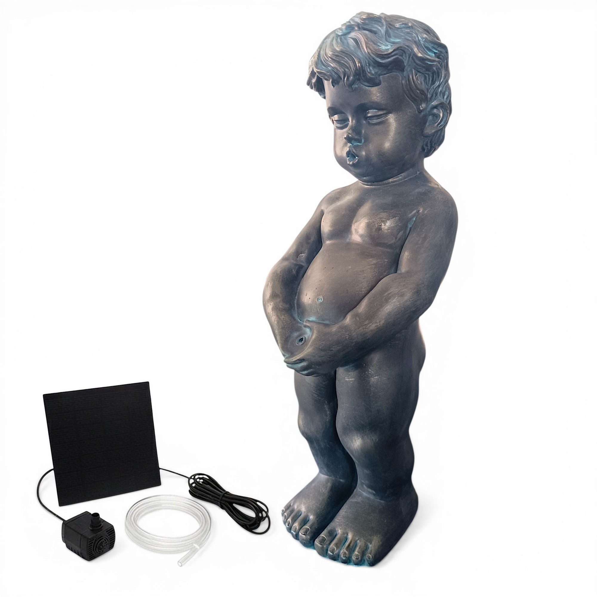 Arnusa Wasserspeier Solar Wasserspiel Junge klassisch Gartendeko, Teichdekoration Teichfigur Springbrunnen ohne Strom