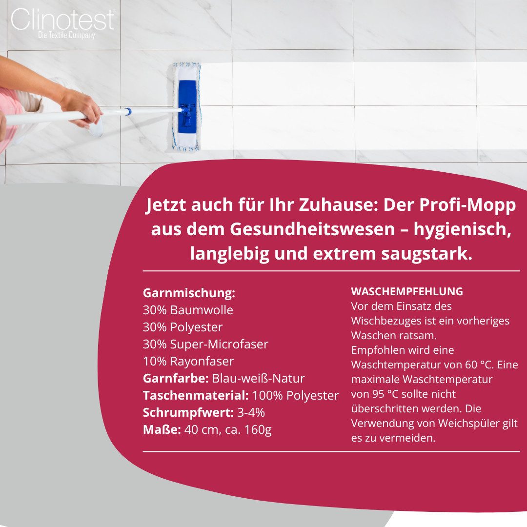 Clinotest Wischmopp "Hospital Hygiene", 40 cm Wischbezug (1-tlg)