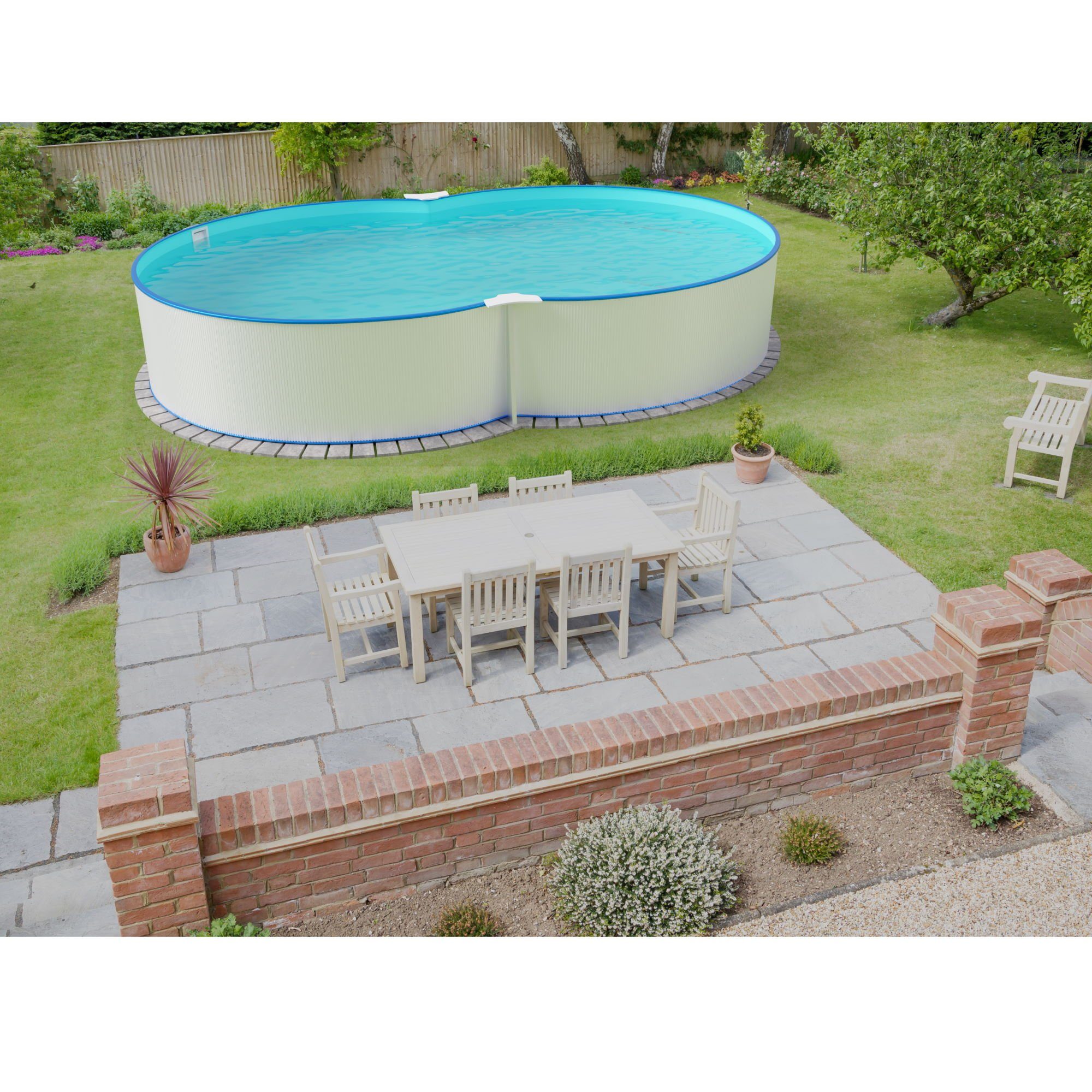 Planet Pool Achtformpool Stahlwandpool achtform 540x350x120 cm, Stahl 0,4 m (Einzelbecken), verzinkte Stahlwand