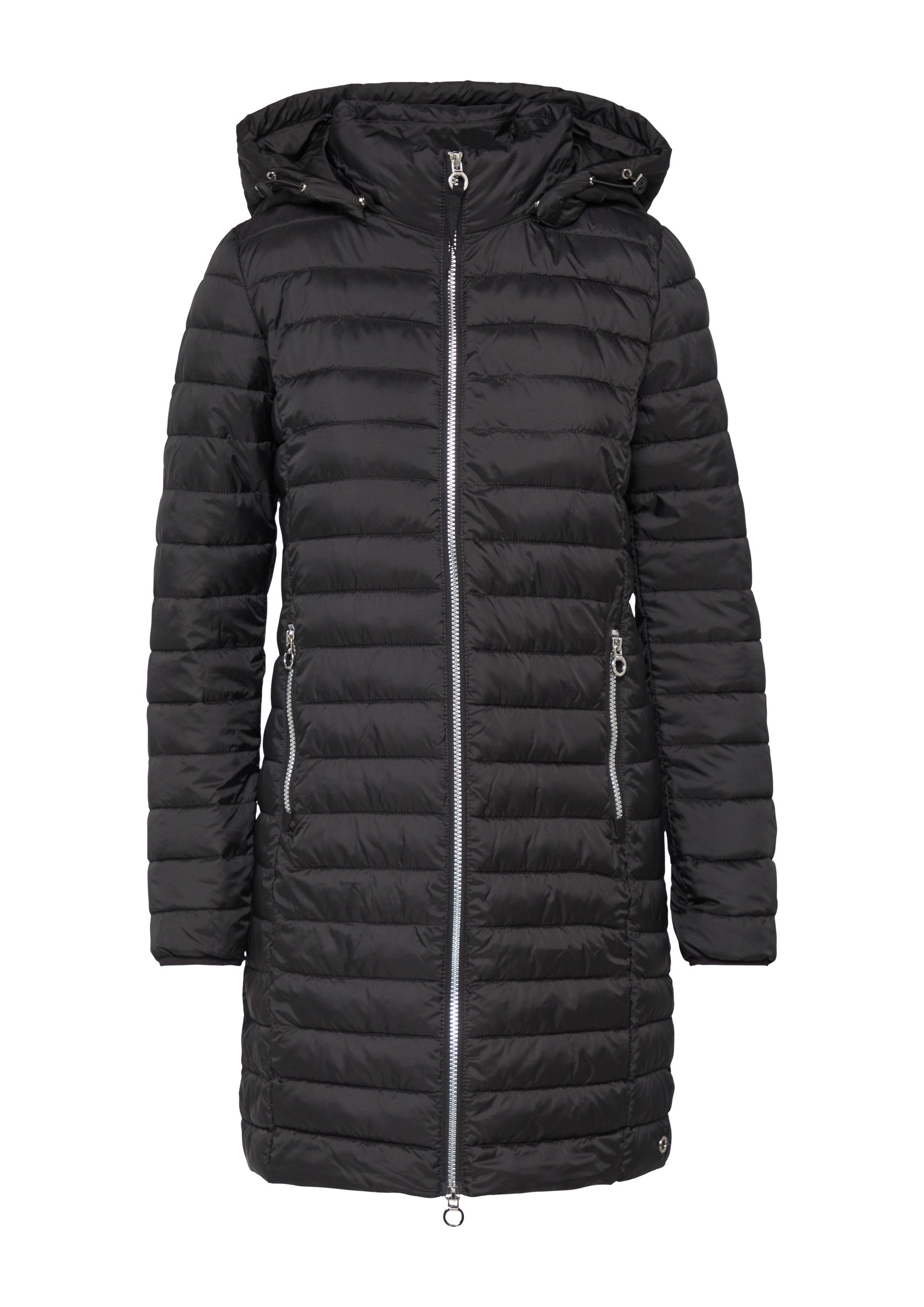 s.Oliver Funktionsmantel Outdoor-Mantel Lange Steppjacke mit abnehmbarer Kapuze