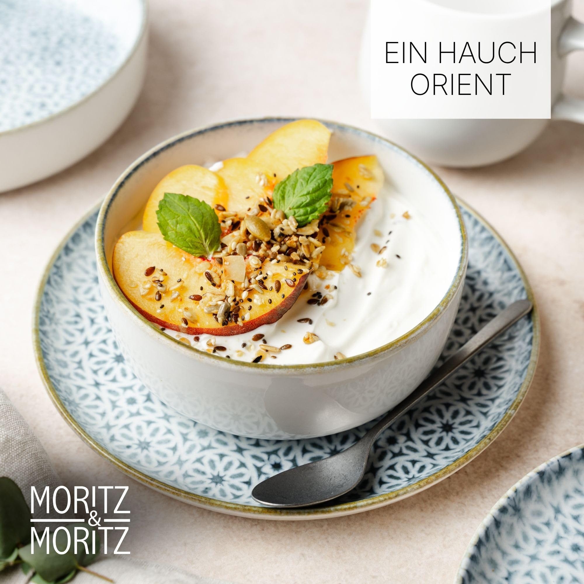 Moritz & Moritz Müslischüssel ALHAMBRA Müslibowls Blau, Steinzeug, (Set, 6-tlg), Hochwertiges Steinzeug, Spülmaschinengeeignet – Bild 3 von 5