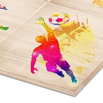 Posterlounge Holzbild TAlex, Fußball und Gewinner Silhouette, Jungenzimmer Kindermotive
