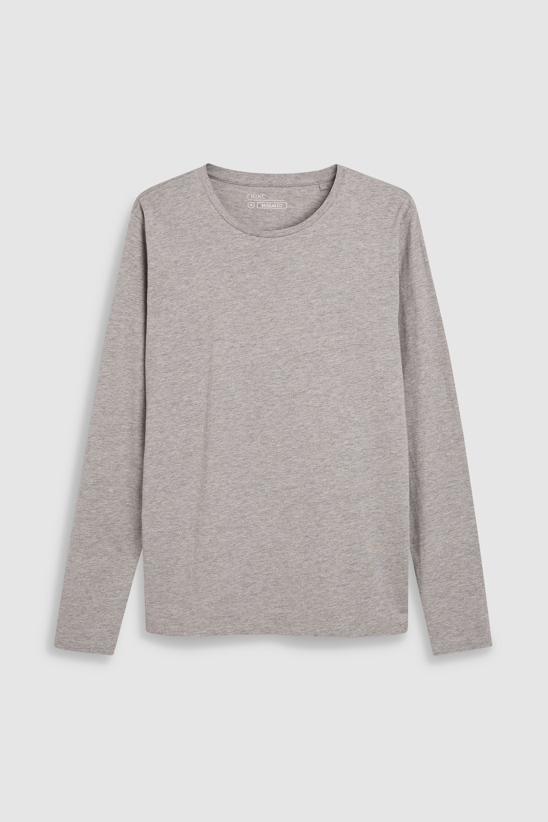 Next Langarmshirt Rundhalsshirt – Regular Fit (1-tlg) Grey Marl