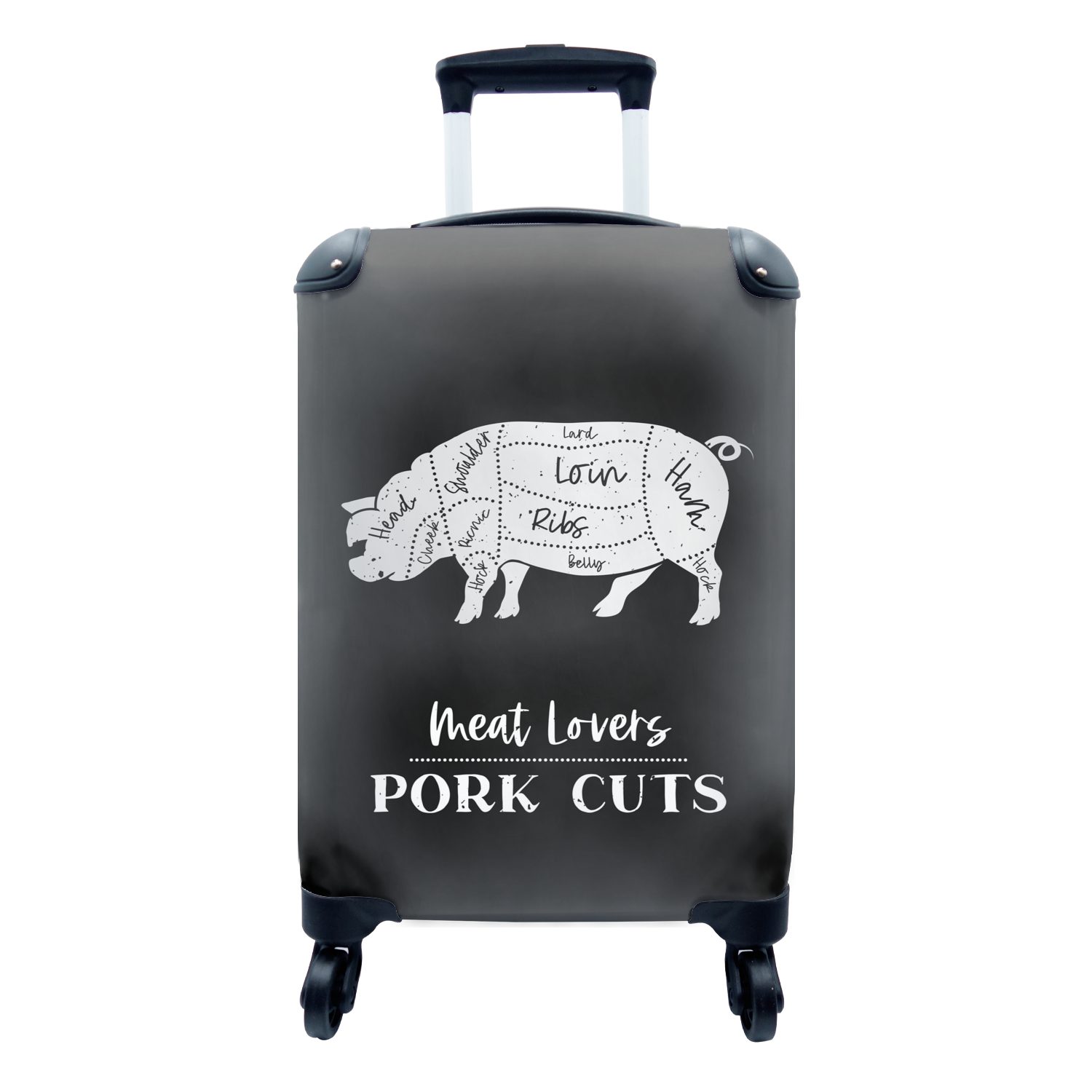 Schwein rollen, 4 Fleisch Reisekoffer mit Fleischer, für Handgepäck - Rollen, MuchoWow Trolley, - Reisetasche Ferien, Handgepäckkoffer