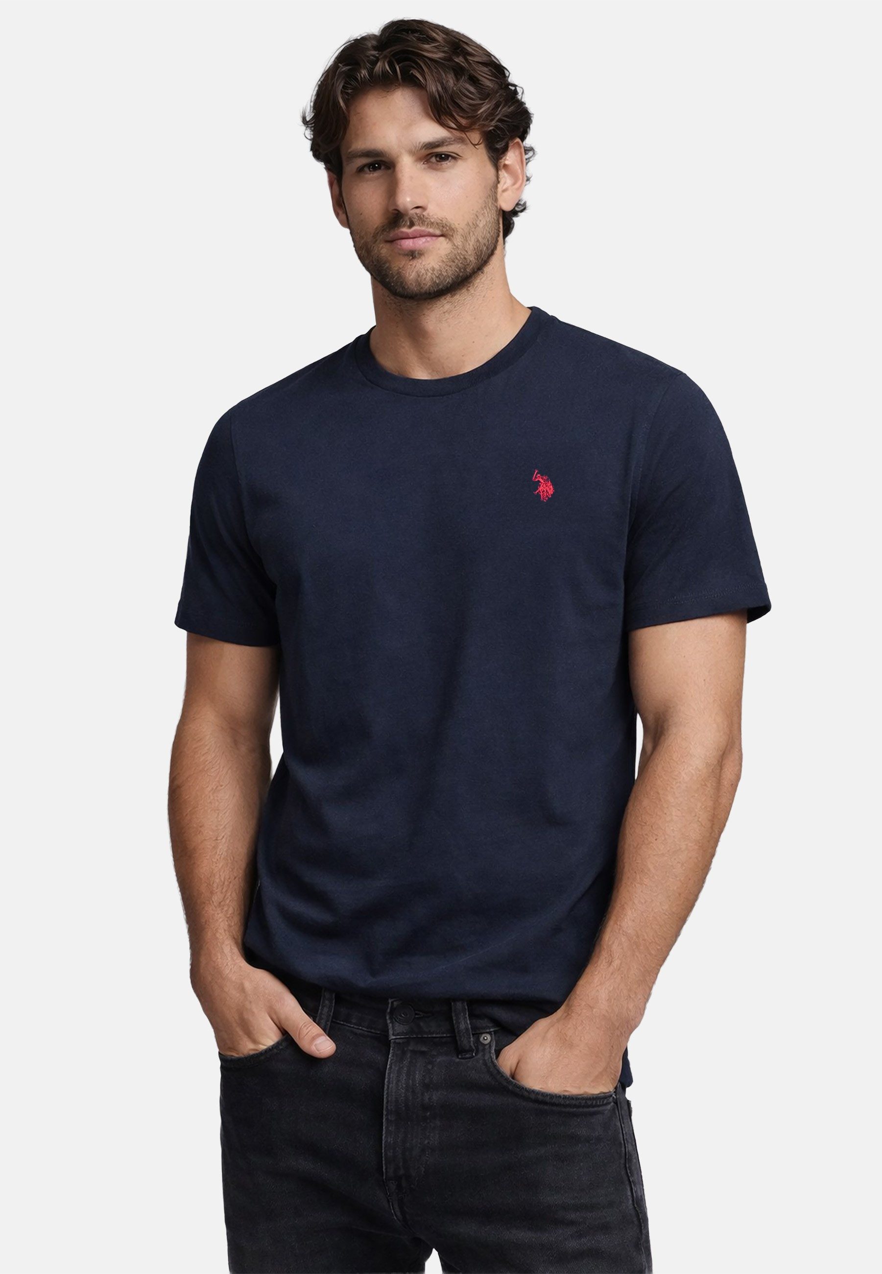 U.S. Polo Assn. T-Shirt USCaaleb – Herren Basic mit Rundhalsausschnitt 100 % Baumwolle mit weicher Haptik und leichtem Tragegefühl