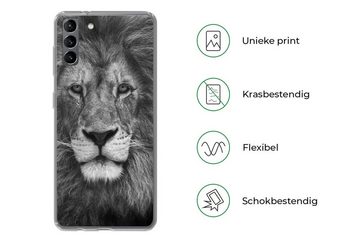 MuchoWow Handyhülle Tierprofil Persischer Löwe in schwarz und weiß, Phone Case, Handyhülle Samsung Galaxy S21 Plus, Silikon, Schutzhülle