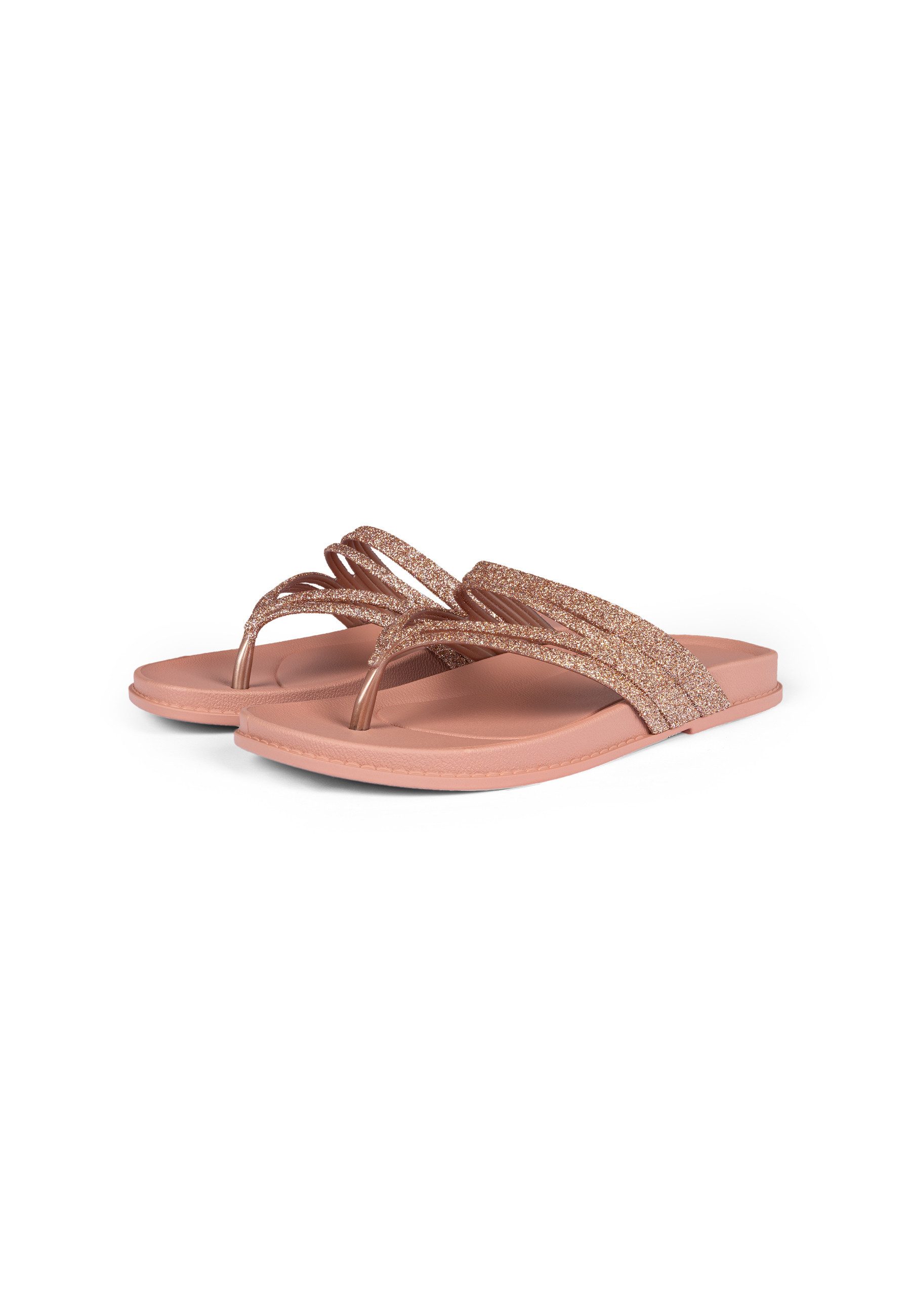Grendha GRENDHA RADIANTE RAST AD - Zehentrenner für Damen Pantolette Glitzer-Riemen - rutschfeste Sohle - edles Design