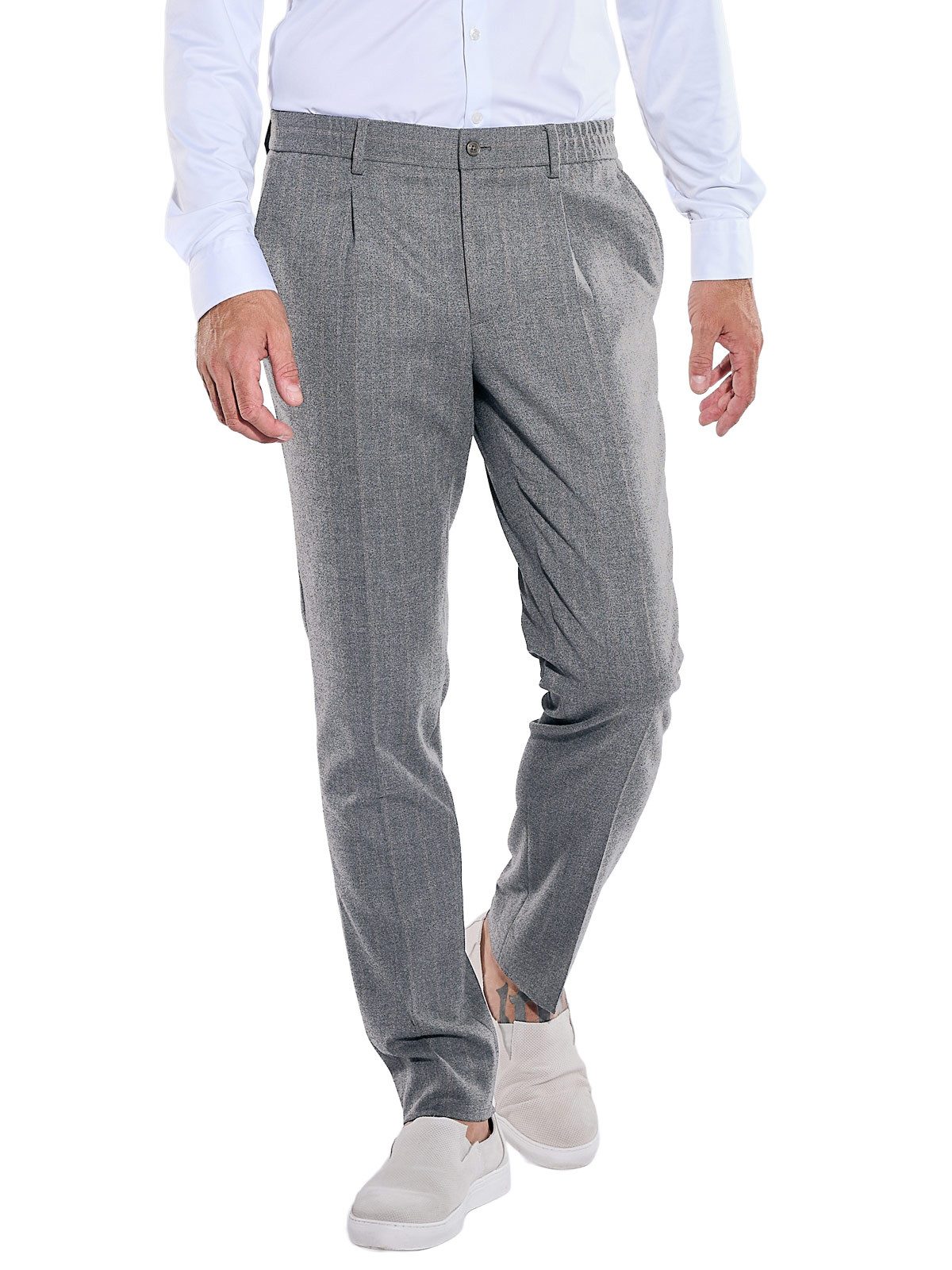 emilio adani Anzughose Herren Anzug-Hose mit Streifen-Muster, Dunkelgrau