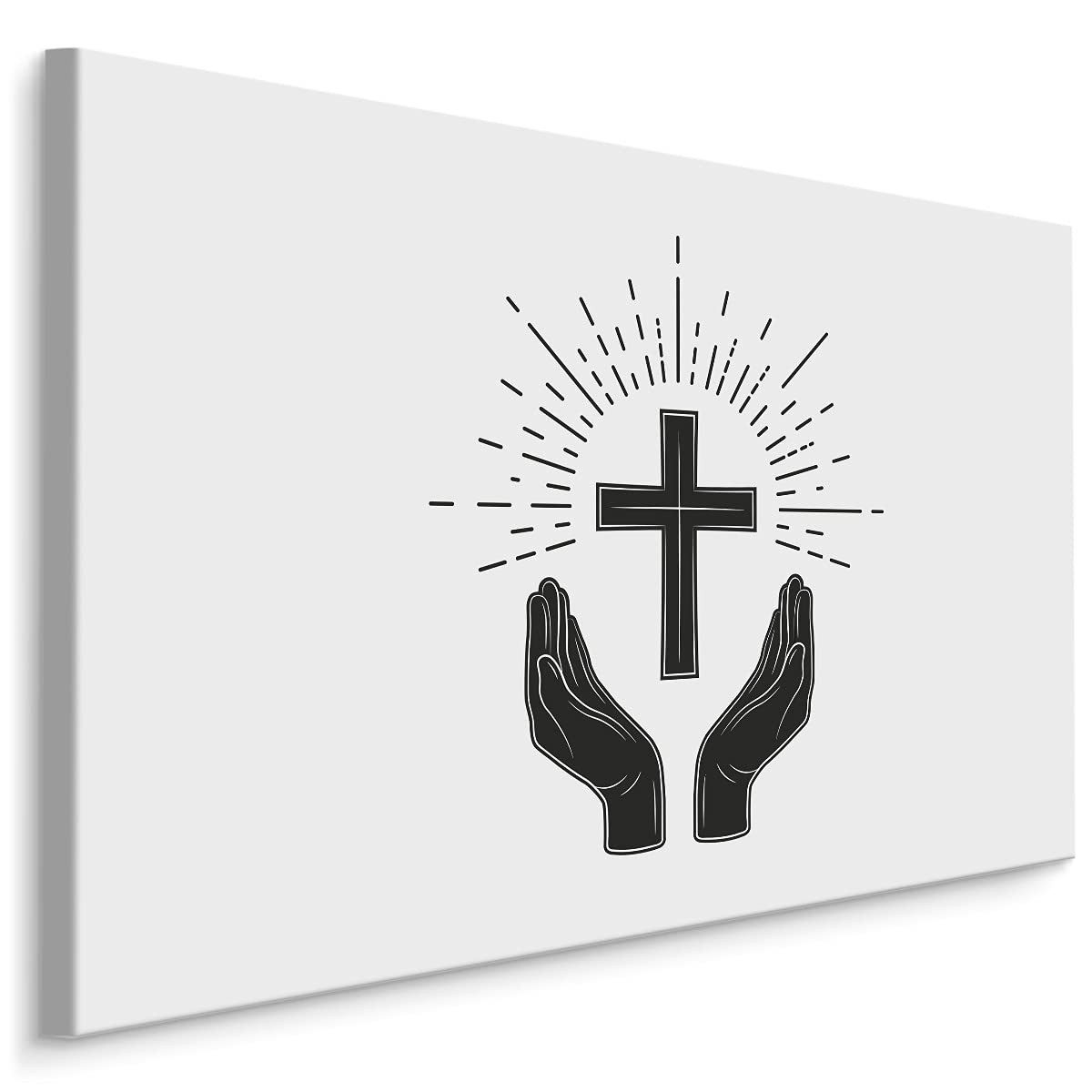 Muralo Leinwandbild Menschen – Leinwandbild Wandbild Kunstdruck Wohnzimmer, Frau (1 St), Hände – Kreuz – Logo, 100 x 70 cm, aufhängefertig