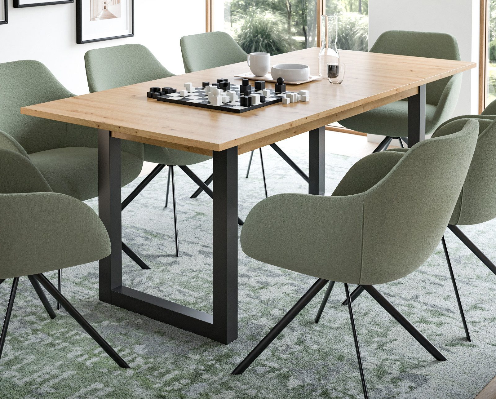 Inn.Furn Esstisch Eldon (Küchentisch in Artisan Eiche und grau, ausziehbar 150 - 190 cm), bis zu 8 Personen