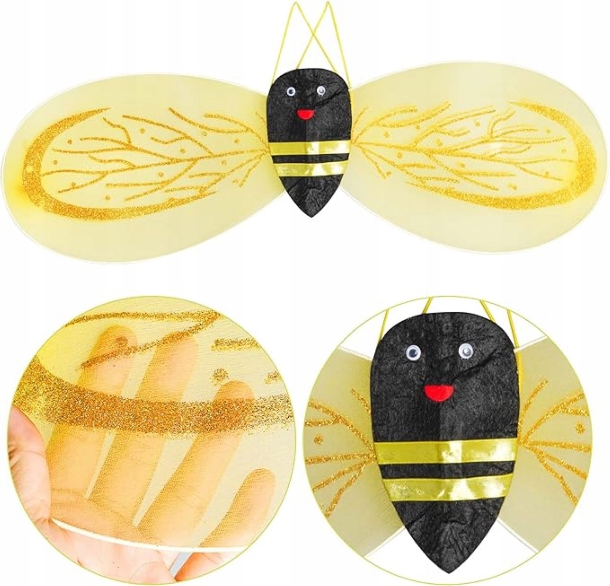 Festivalartikel Kostüm Bienenkostüm für Kinder 98-116 cm mit Flügeln, Stirnband und Zepter