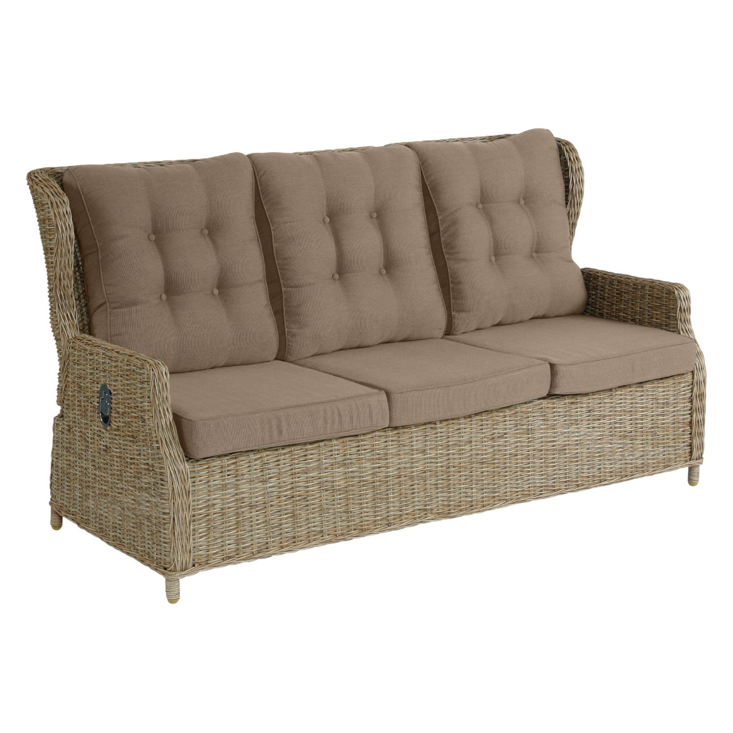 Inko Loungesofa Inko Lounge-Sofa 3-Sitzer Leona Rattanoptik Loungebank 3 Farben zur