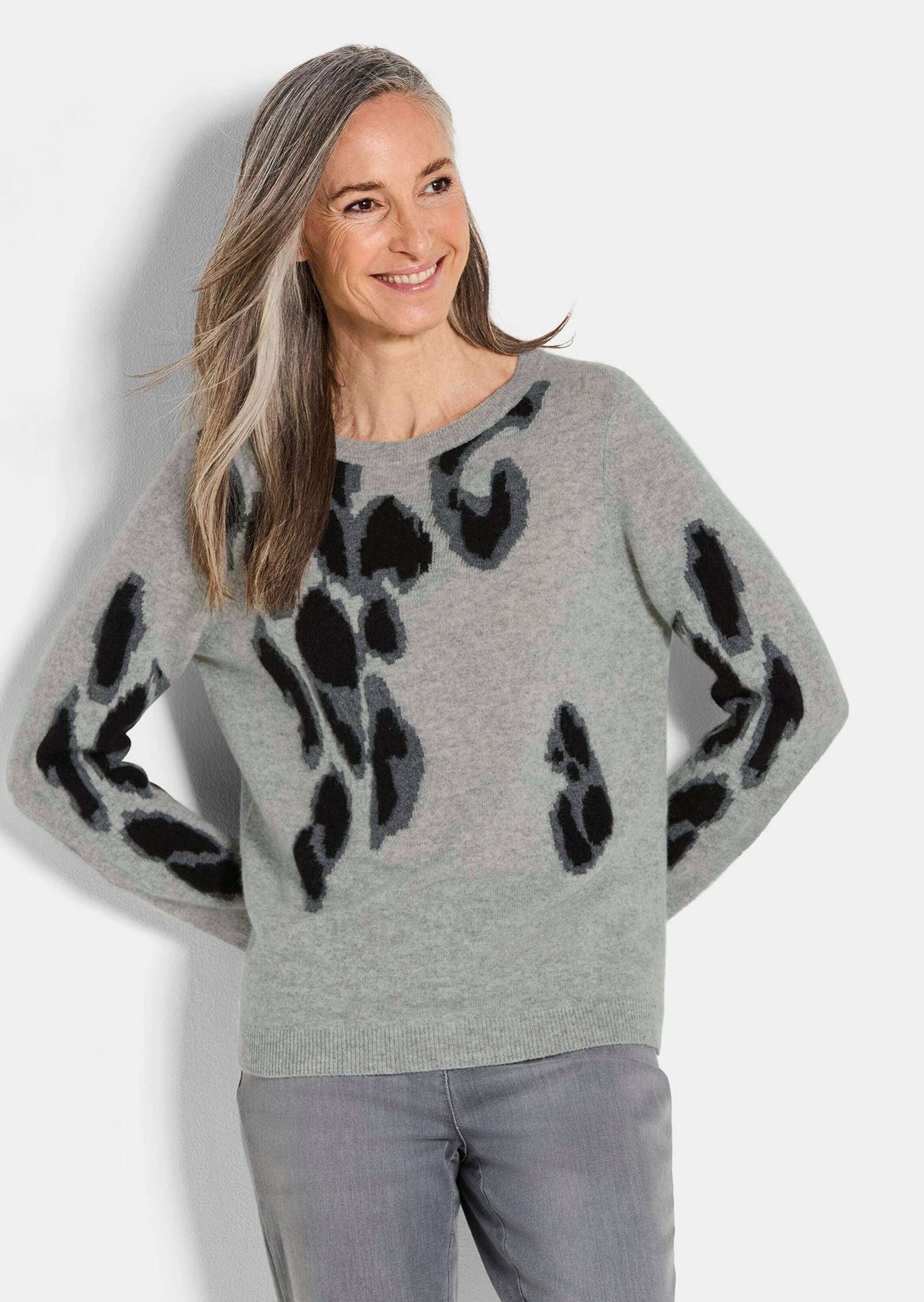 GOLDNER Strickpullover Langarm Strickpullover im Leo-Design günstig online kaufen