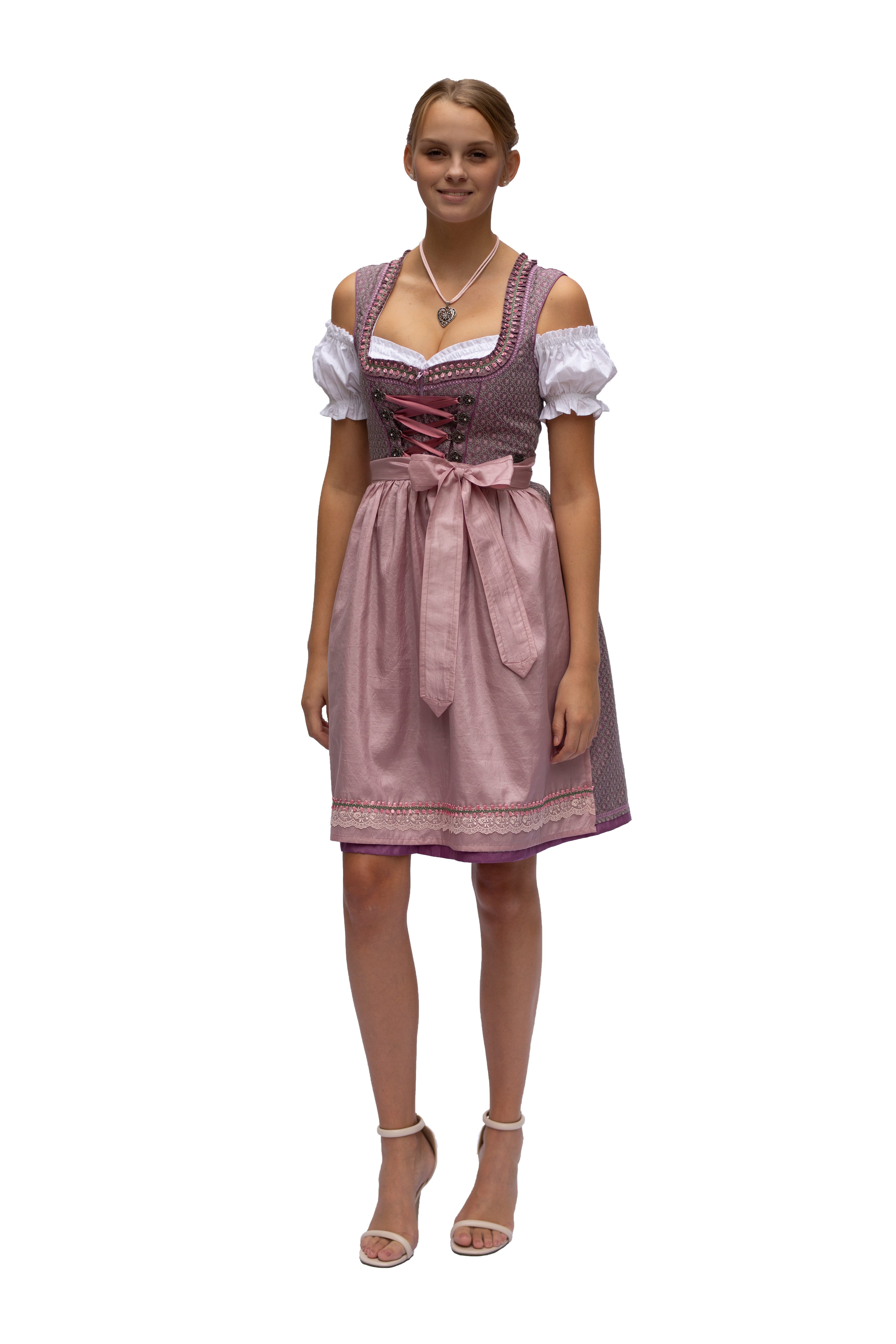 Entari Dirndl Set Flora 2tlg. Trachtenkleid Lila Rosa geblümt 548GT günstig online kaufen
