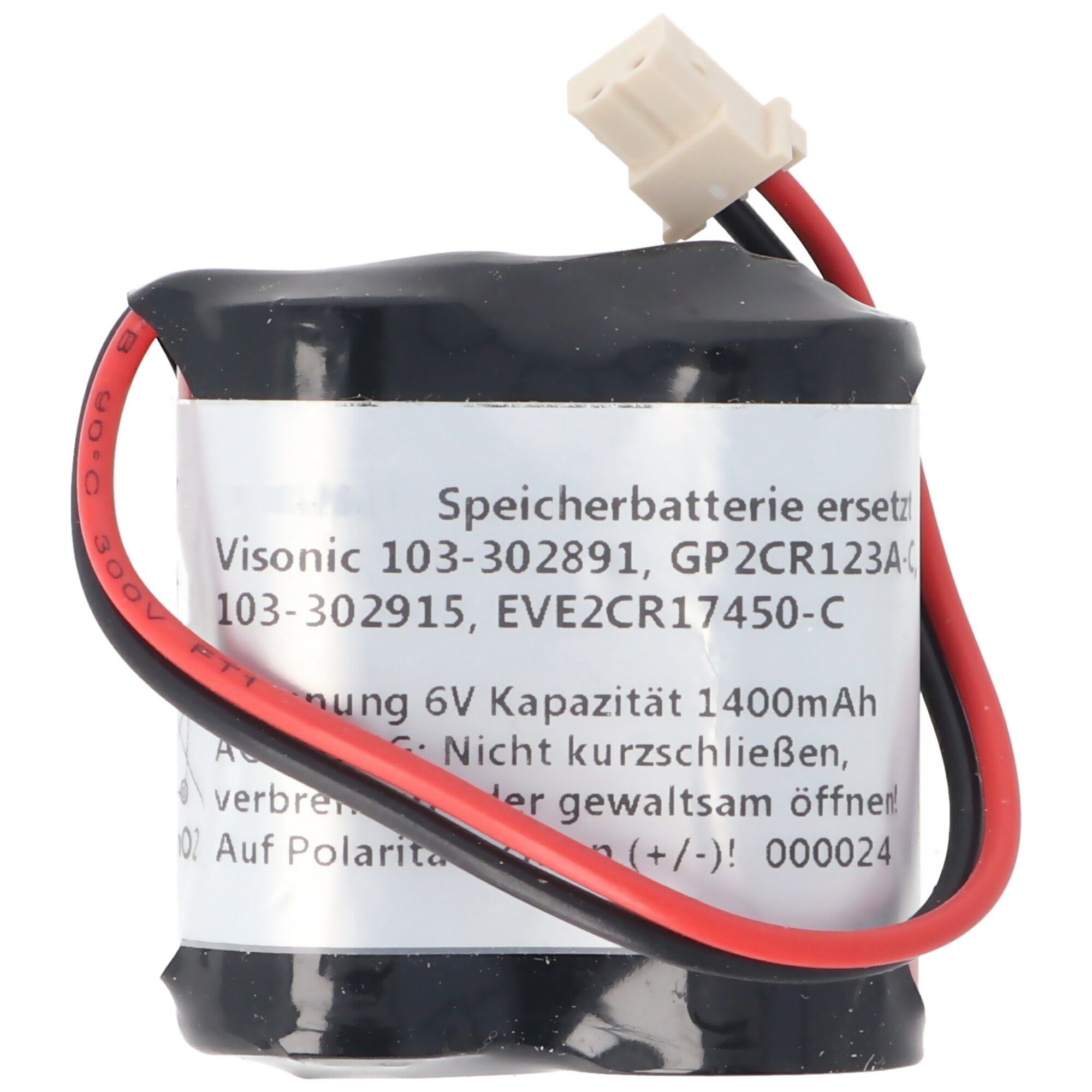 AccuCell Batterie passend für Visonic Batt 103-302915, (6,0 V) GP2CR123A-C Batterie, 103-302891