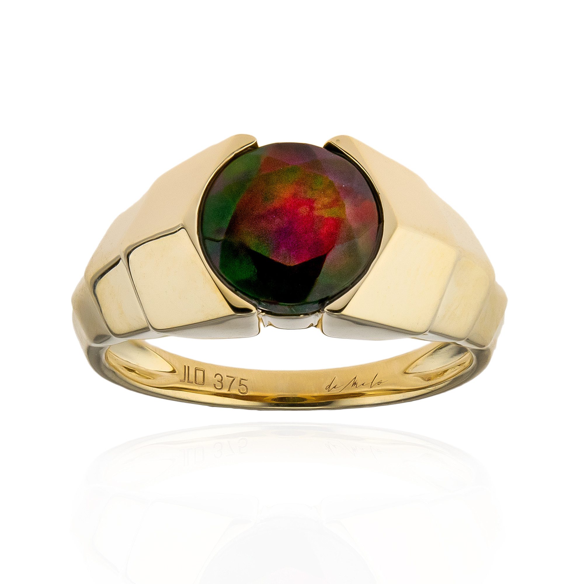 Solitärring Exklusiver Mezezo-Opal Goldring 1,20 ct, 375 Gold, Rundschliff