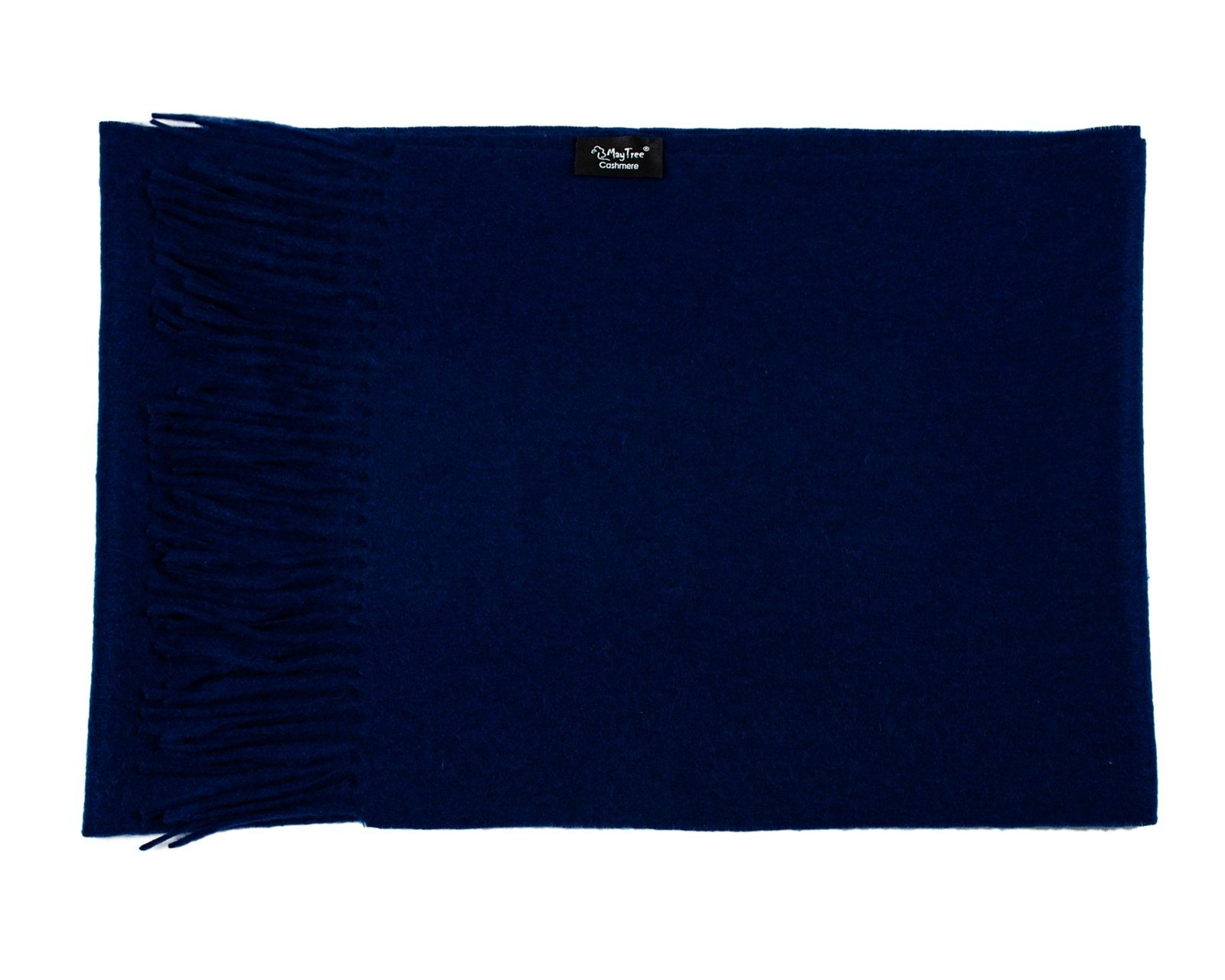(Stück, mit 30cm, Marineblau, Fransen, Kaschmir 1-St), 100% 180 x MayTree Unisex, Kaschmirschal einfarbig