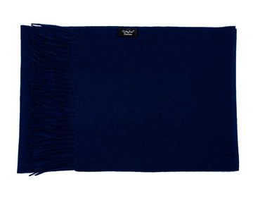 MayTree Kaschmirschal Unisex, 180 x 30cm, mit Fransen, einfarbig Marineblau, (Stück, 1-St), 100% Kaschmir