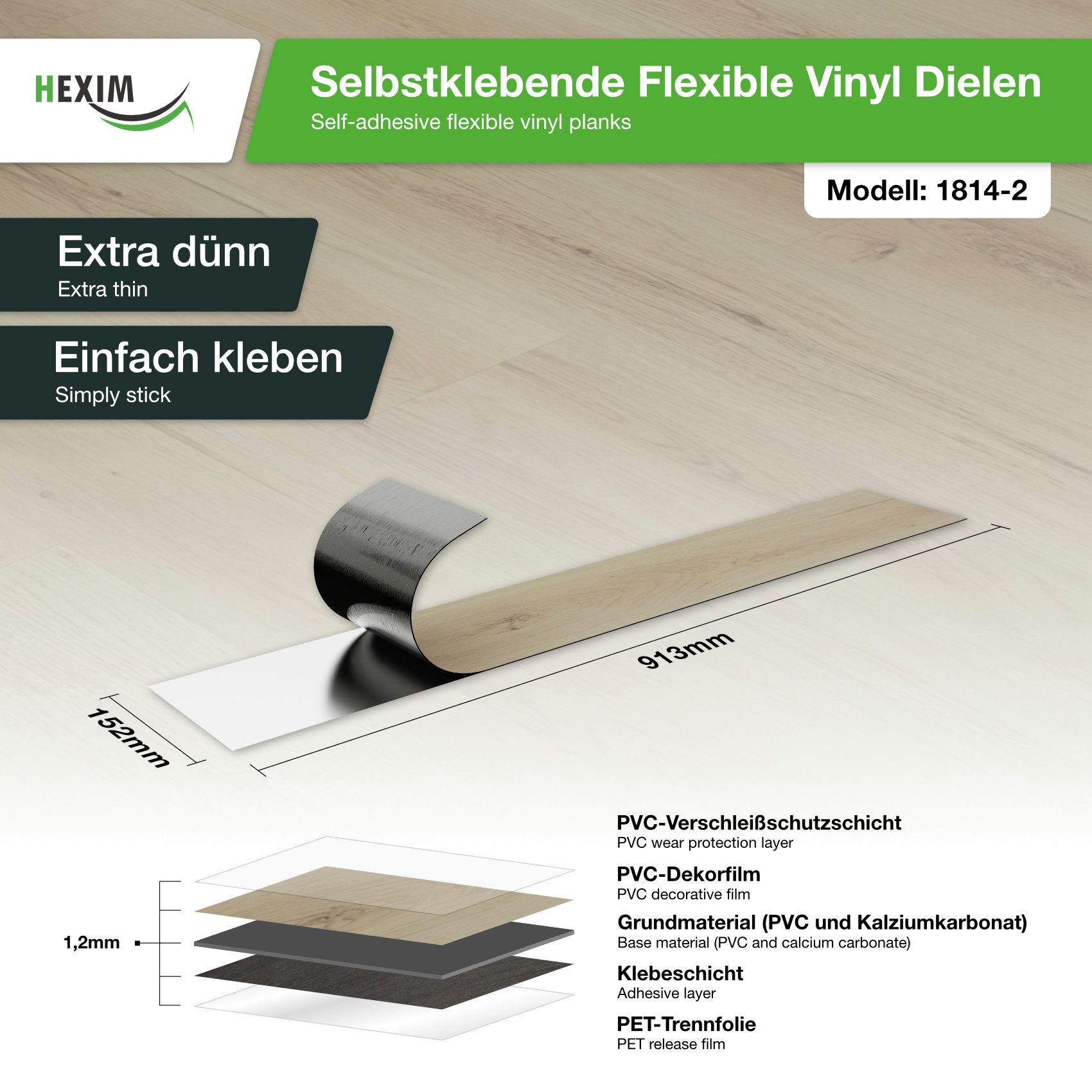 Hexim Vinylboden, Vinyldielen 0,97m² selbstklebend PVC Wandverkleidung Bode günstig online kaufen