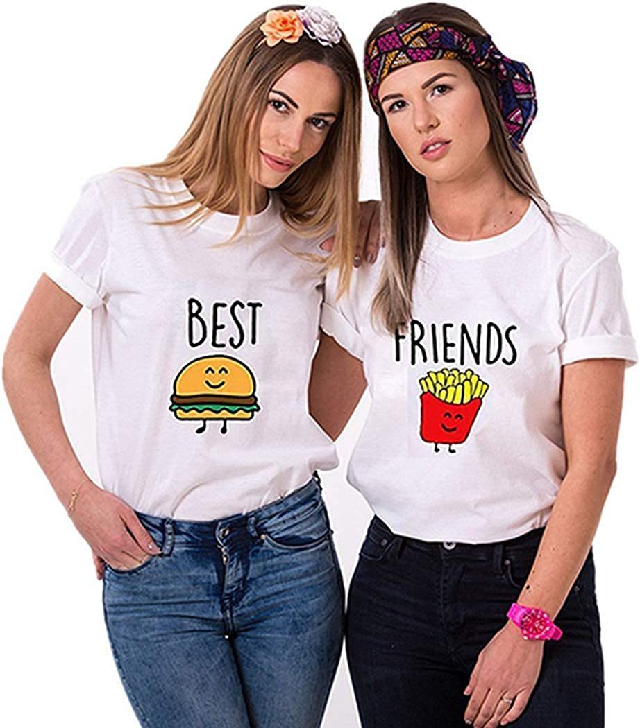 Best Friends T-Shirts für Zwei Damen T-Shirt Bedruckt Beste Freundin