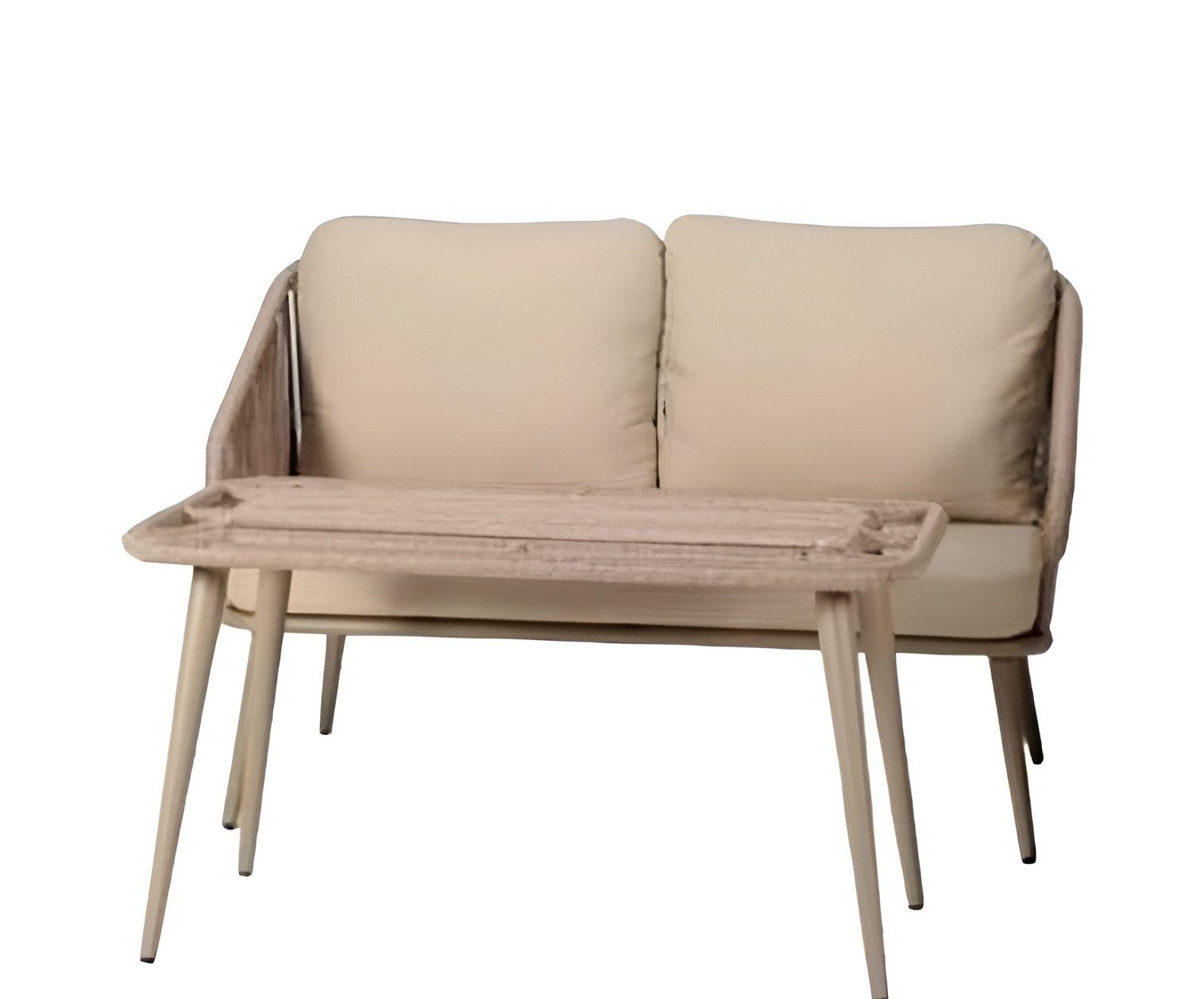 Xlmoebel Gartenlounge-Set Stilvolle Beige Gartenmöbel mit Кресла und exquisitem Couchtisch -, (2tlg Set(Sofa 2 Sitzer+Couchtisch), Hergestellt in Europa
