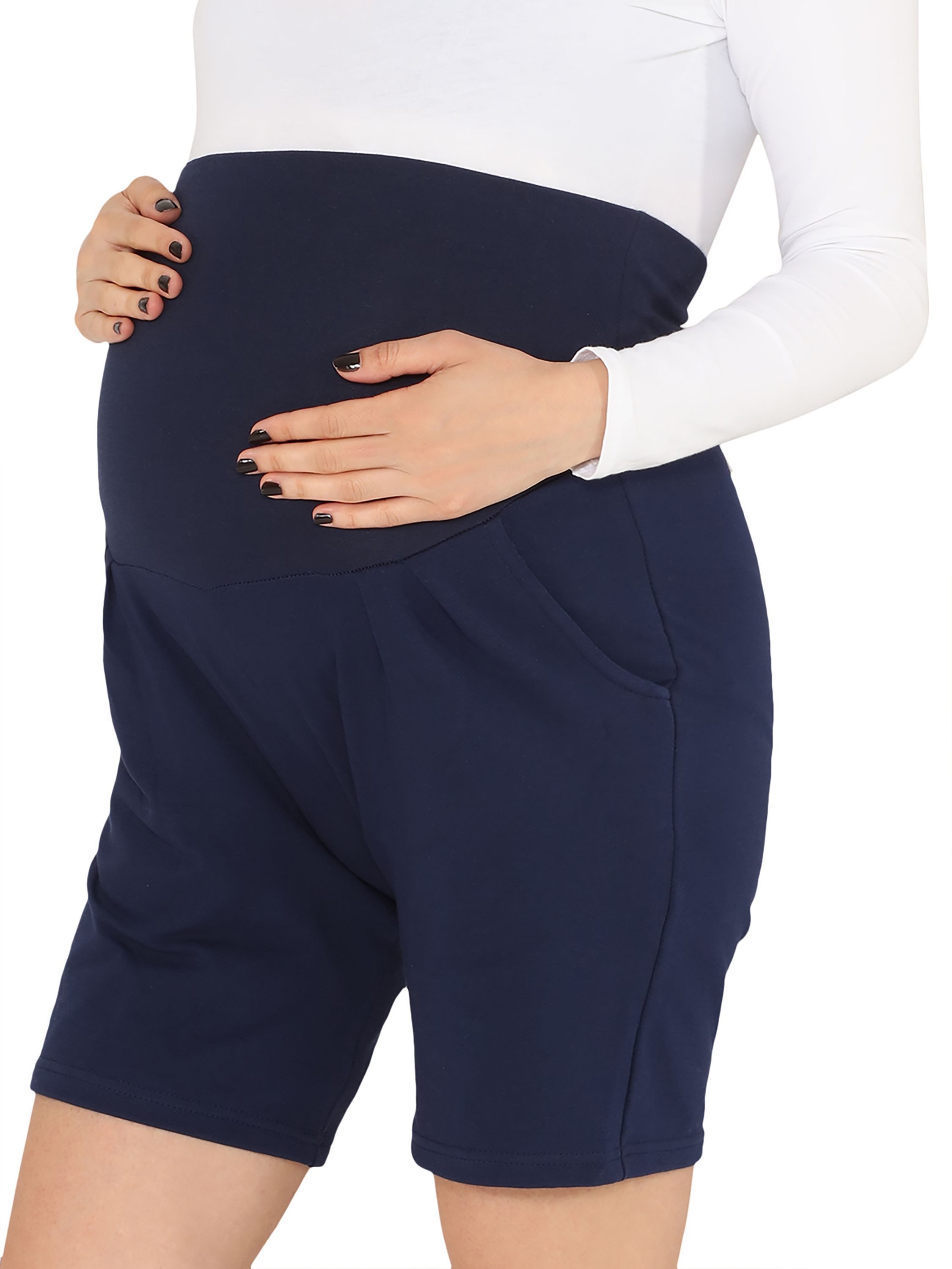 Be Mammy Umstandsleggings Damen Umstandshorts BE20-234 (1-tlg) elastischer Bund